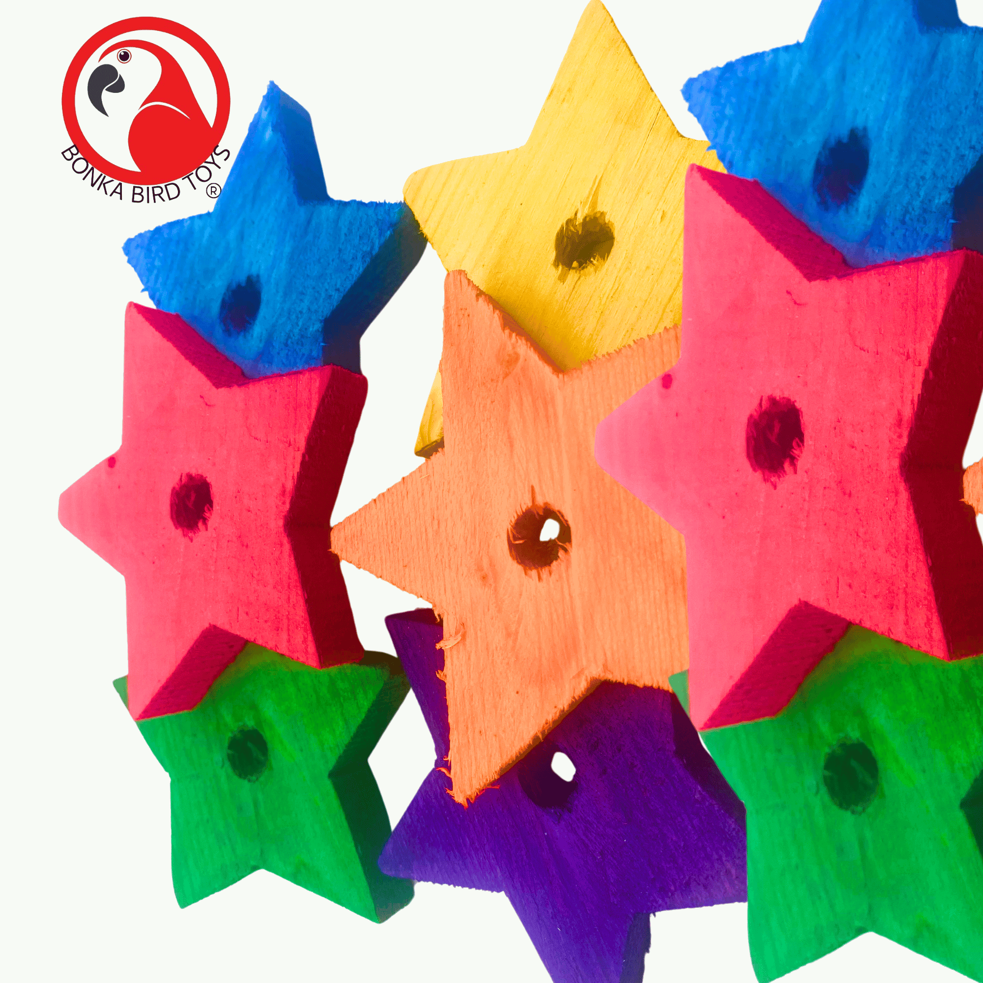 1150 Pack of Six Jumbo Wood Stars - Bonka Bird Toys