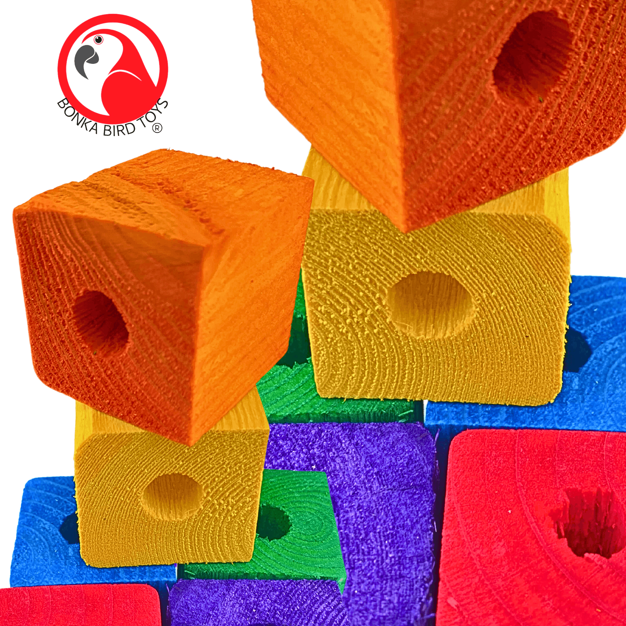 1154 Pk6 1.50" Drilled Cube Block - Bonka Bird Toys