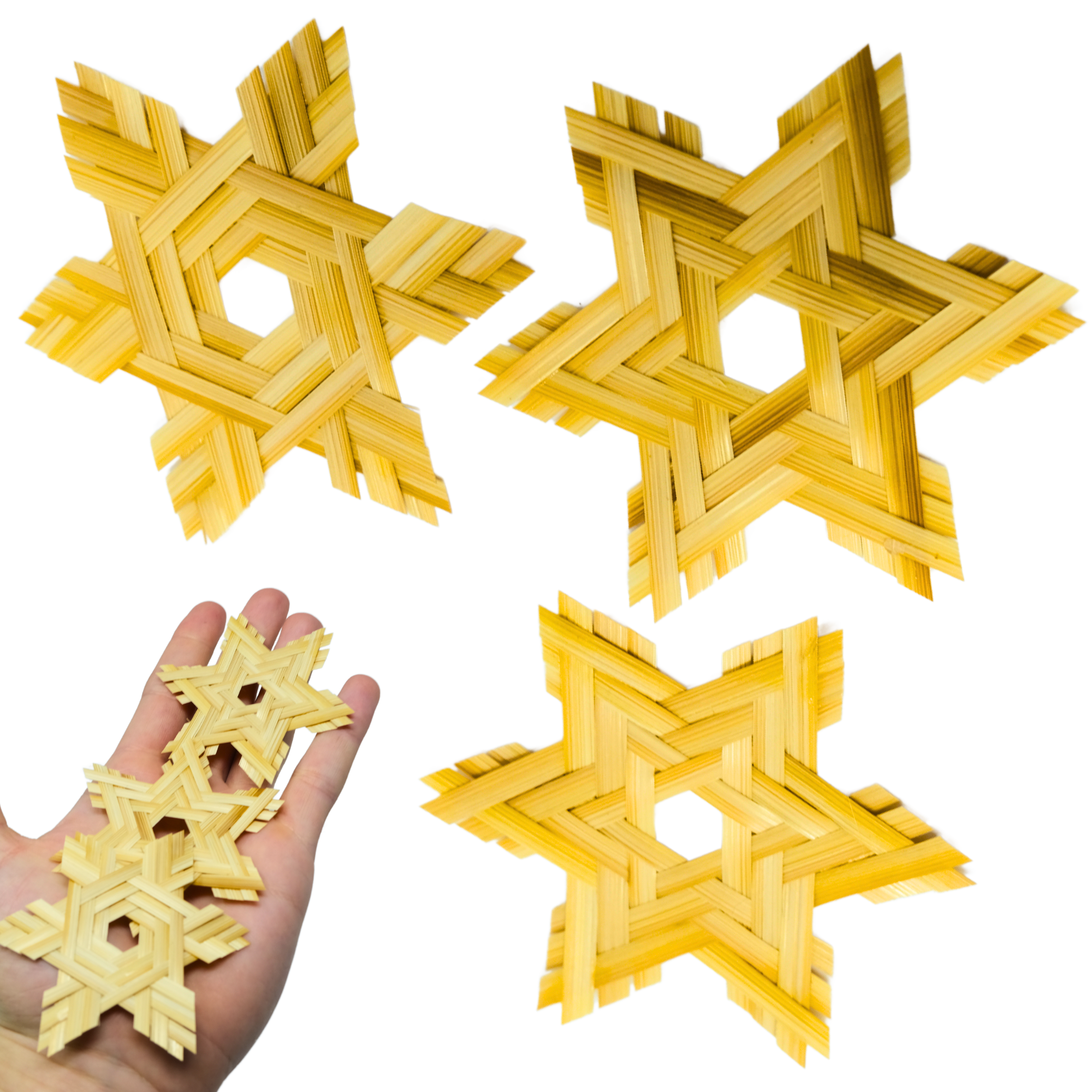 Natural and Colored PK 3 Six Point Star - Bonka Bird Toys