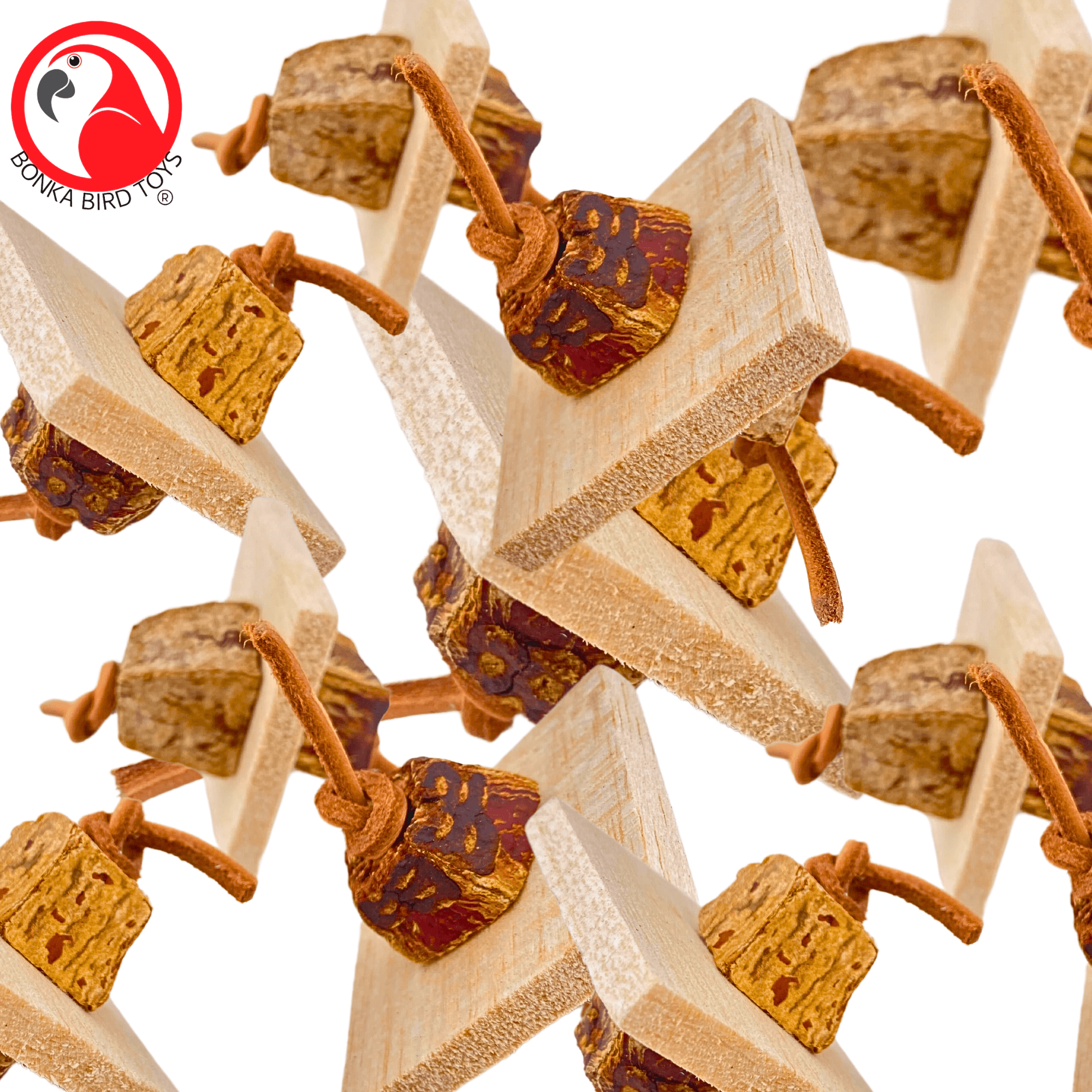 1127 Pk3 Balsa & Bark Chew Foot Toys - Bonka Bird Toys