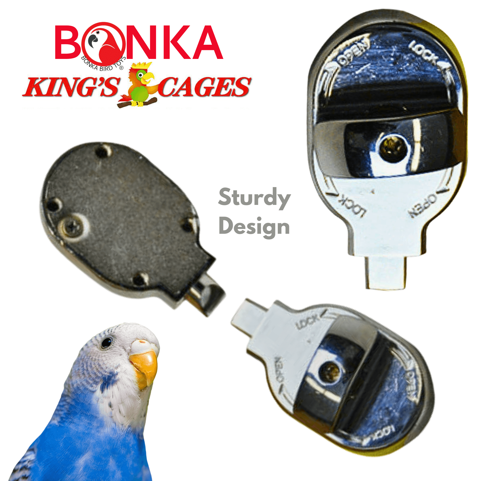 1334 Lock 6 Round Feeder Door Lock - Bonka Bird Toys