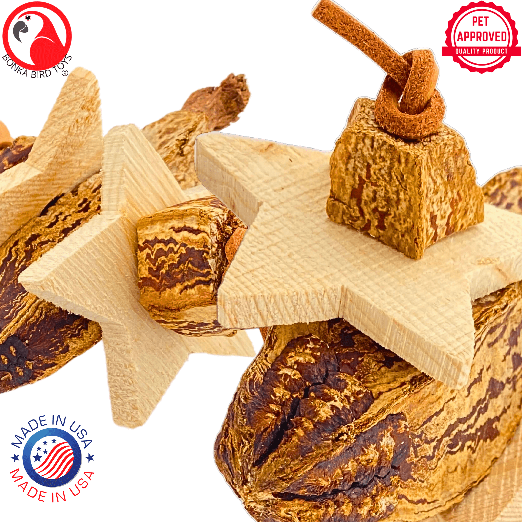 1126 Pk2 Mahogany Chew Stars - Bonka Bird Toys