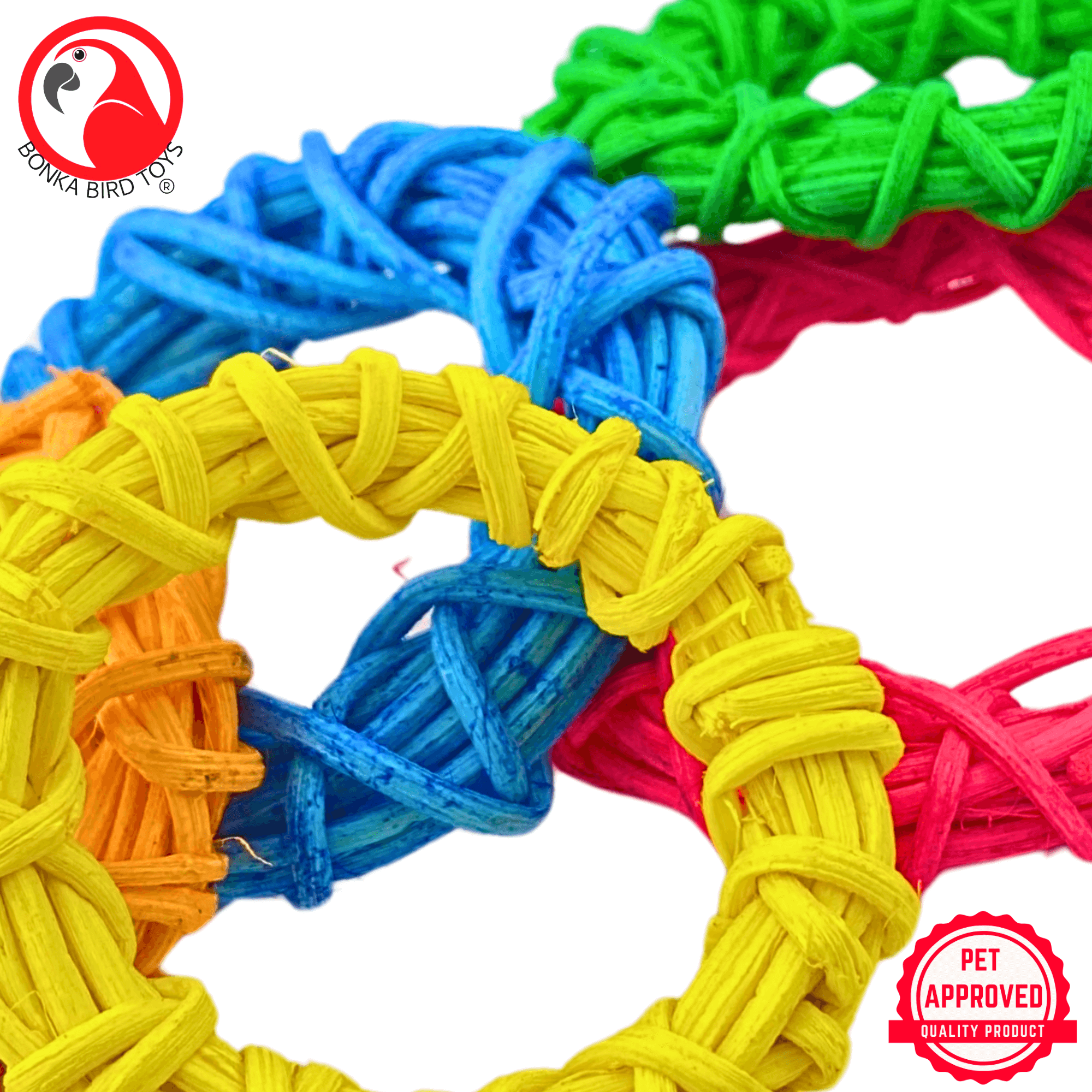 1450 Pk6 Color Craze 2" Vine Rings - Bonka Bird Toys