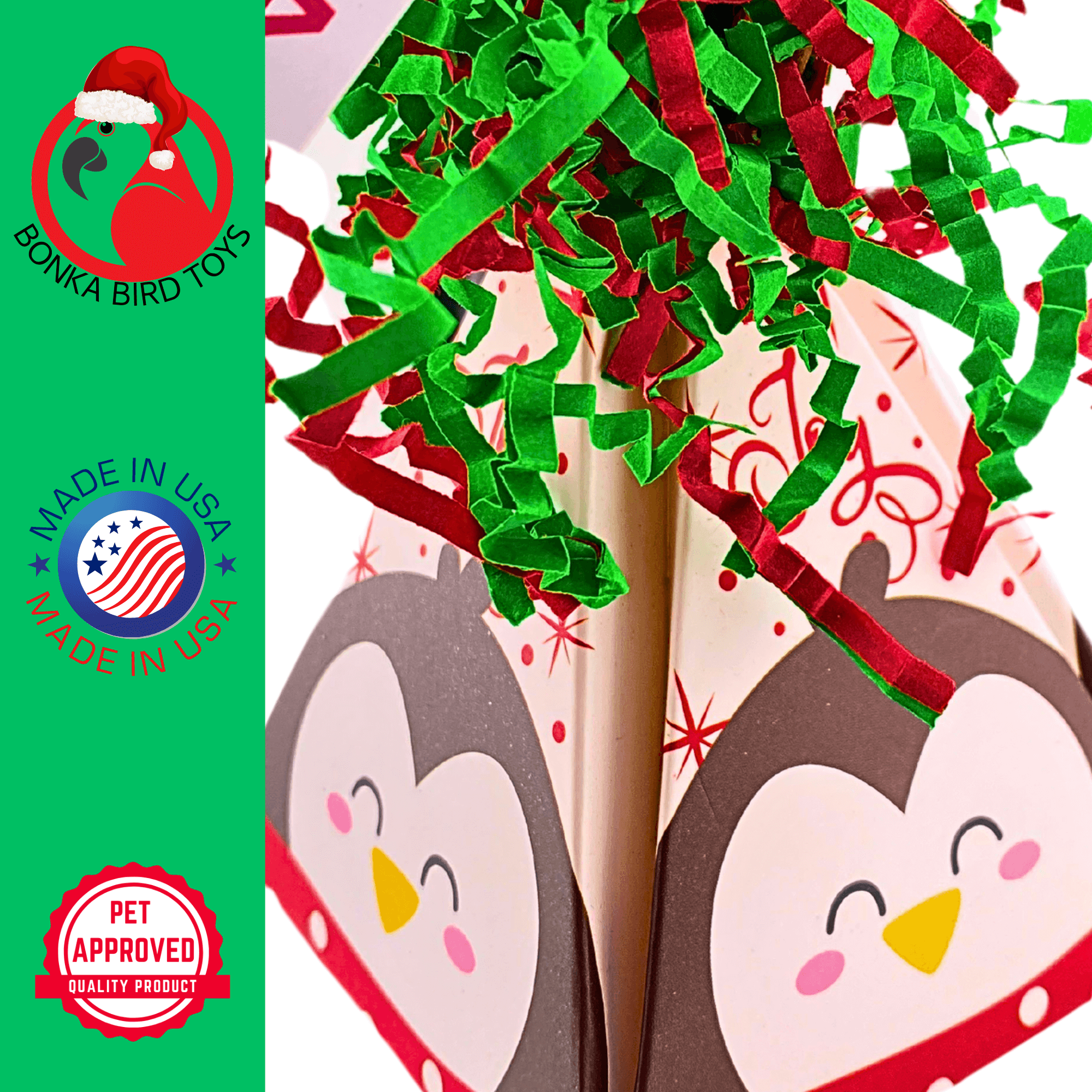 2745 Penguin Christmas Crinkle Cone - Bonka Bird Toys