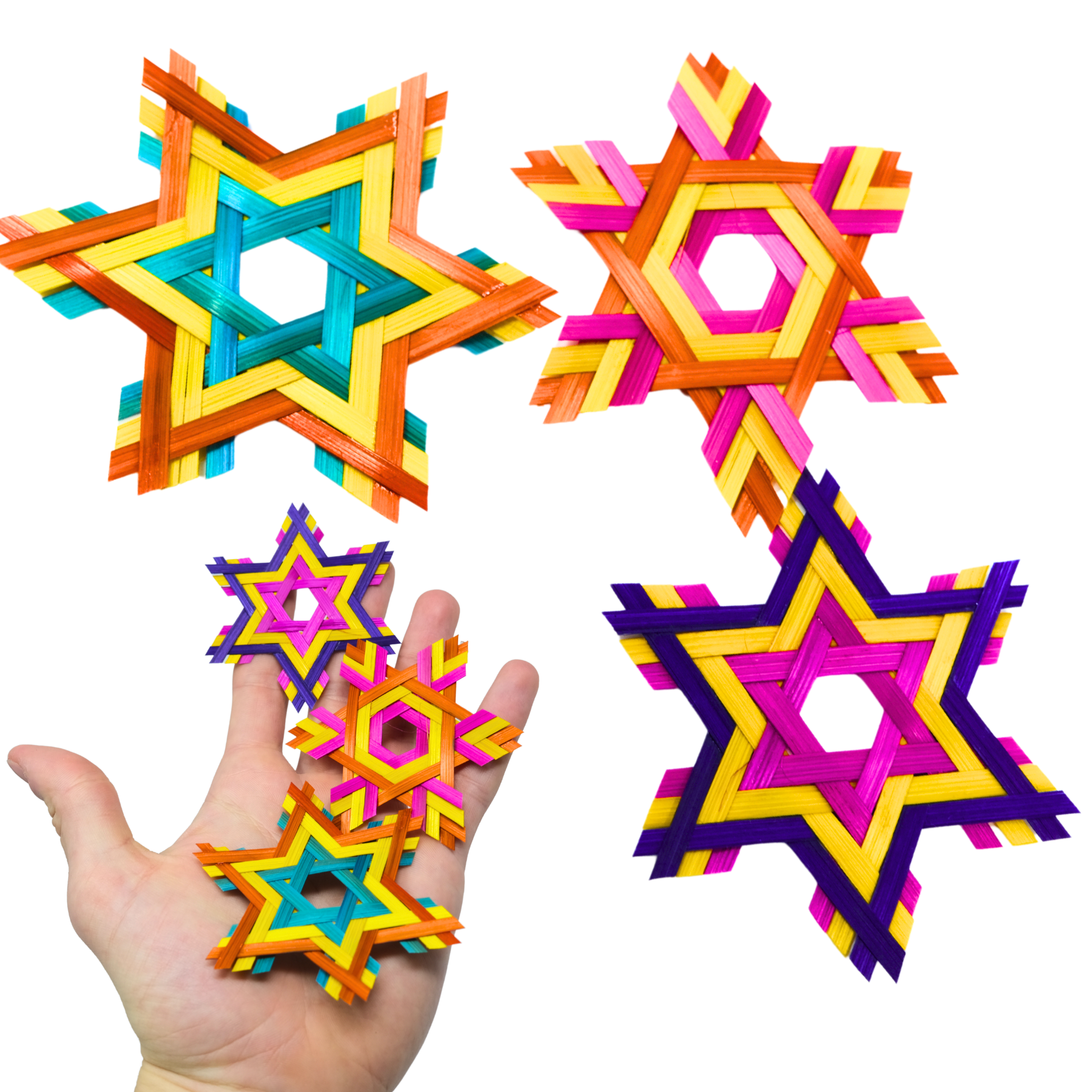 Natural and Colored PK 3 Six Point Star - Bonka Bird Toys