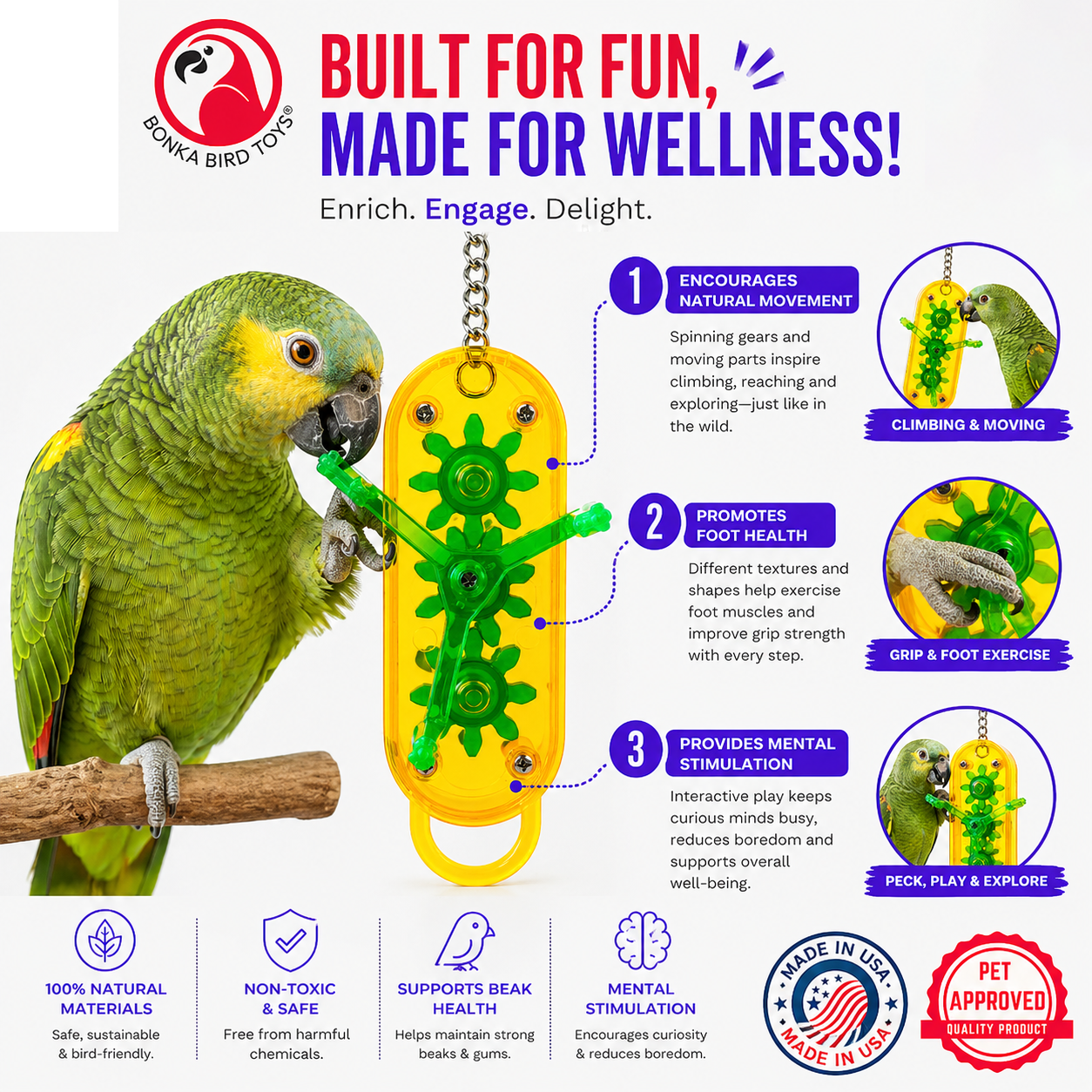 0044 Small Gearhead - Bonka Bird Toys