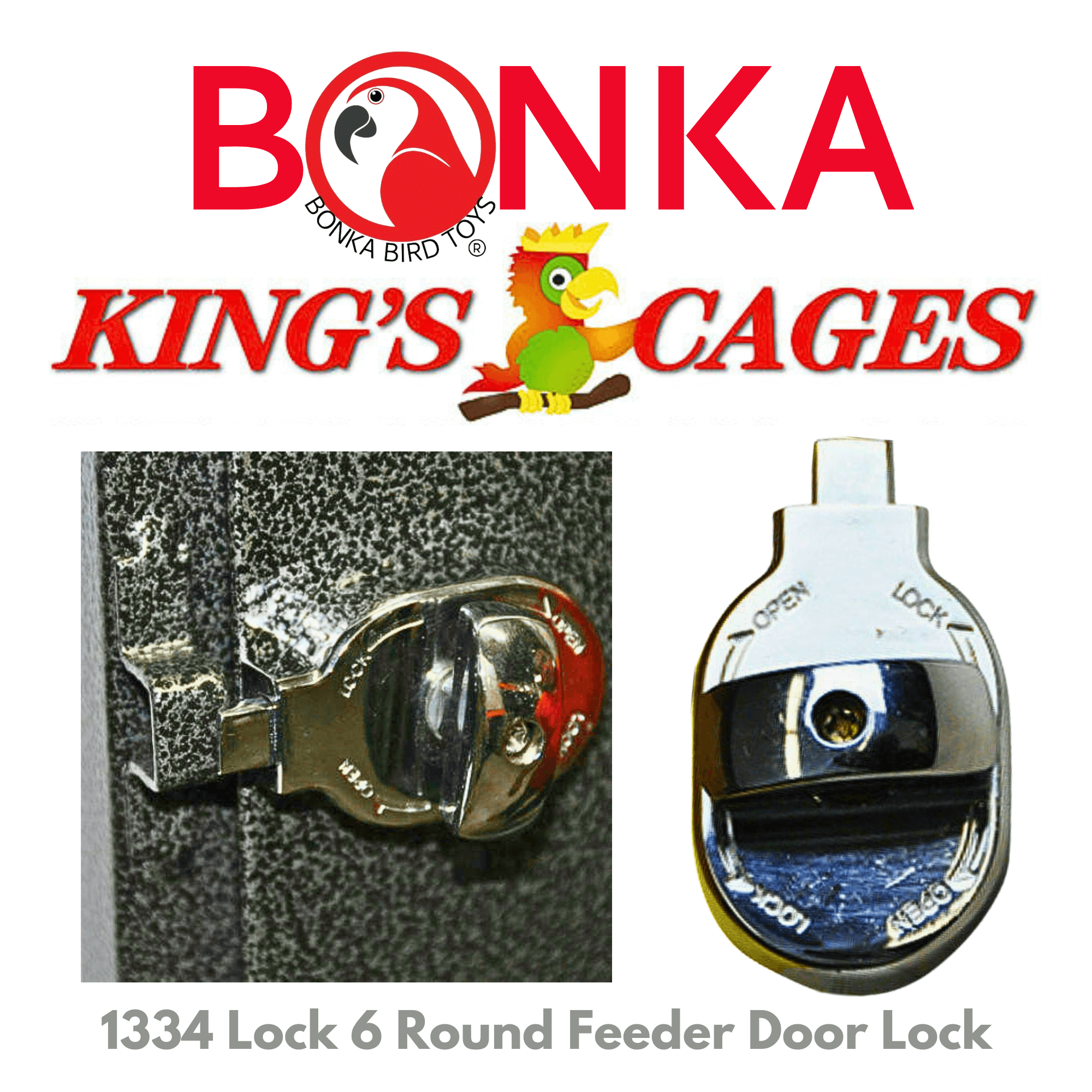 1334 Lock 6 Round Feeder Door Lock - Bonka Bird Toys