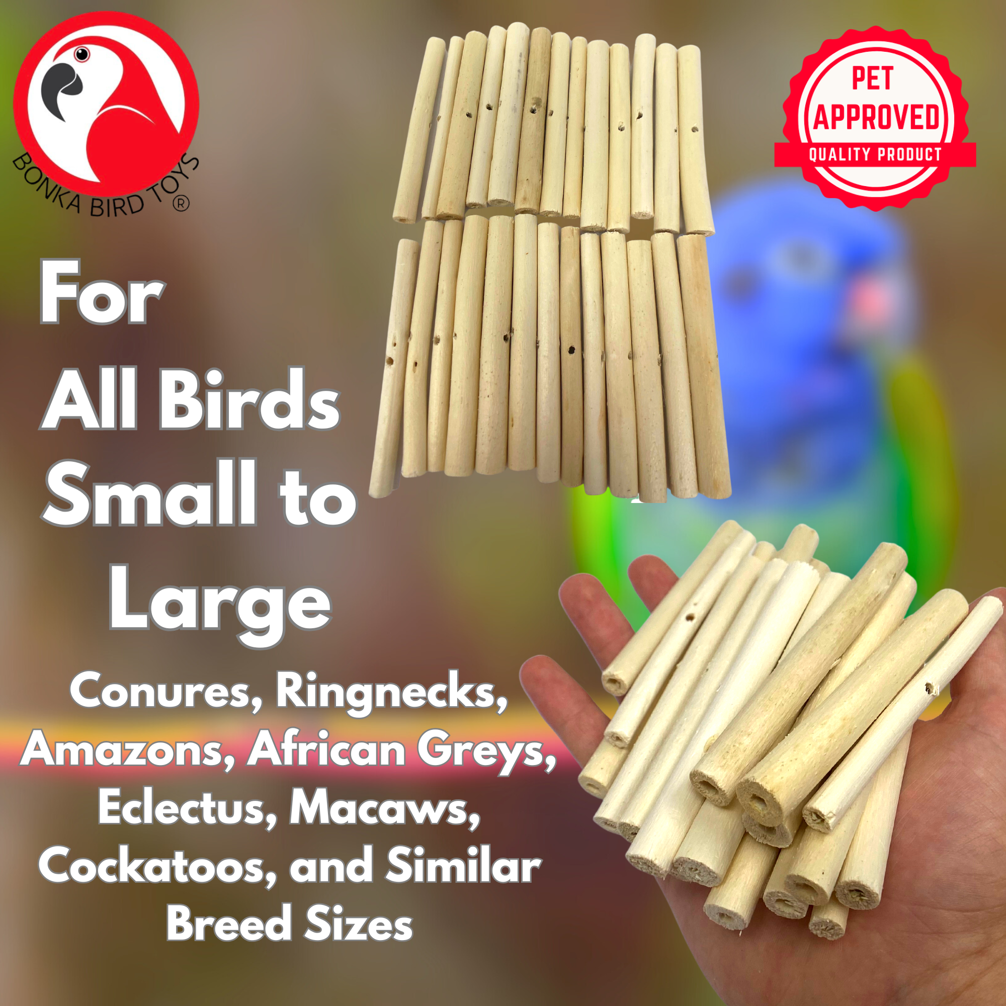 2945 Pk24 3.5" Natural Drilled Jute Sticks - Bonka Bird Toys