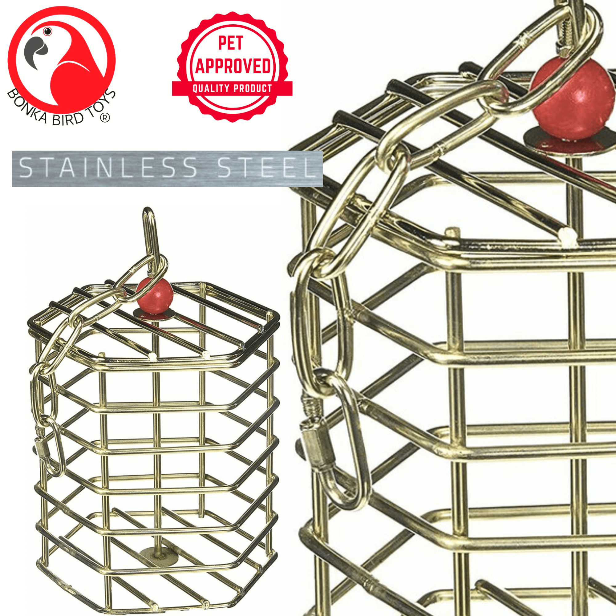 00197 Large Stainless Steel Baffle Cage 6X6 - Bonka Bird Toys
