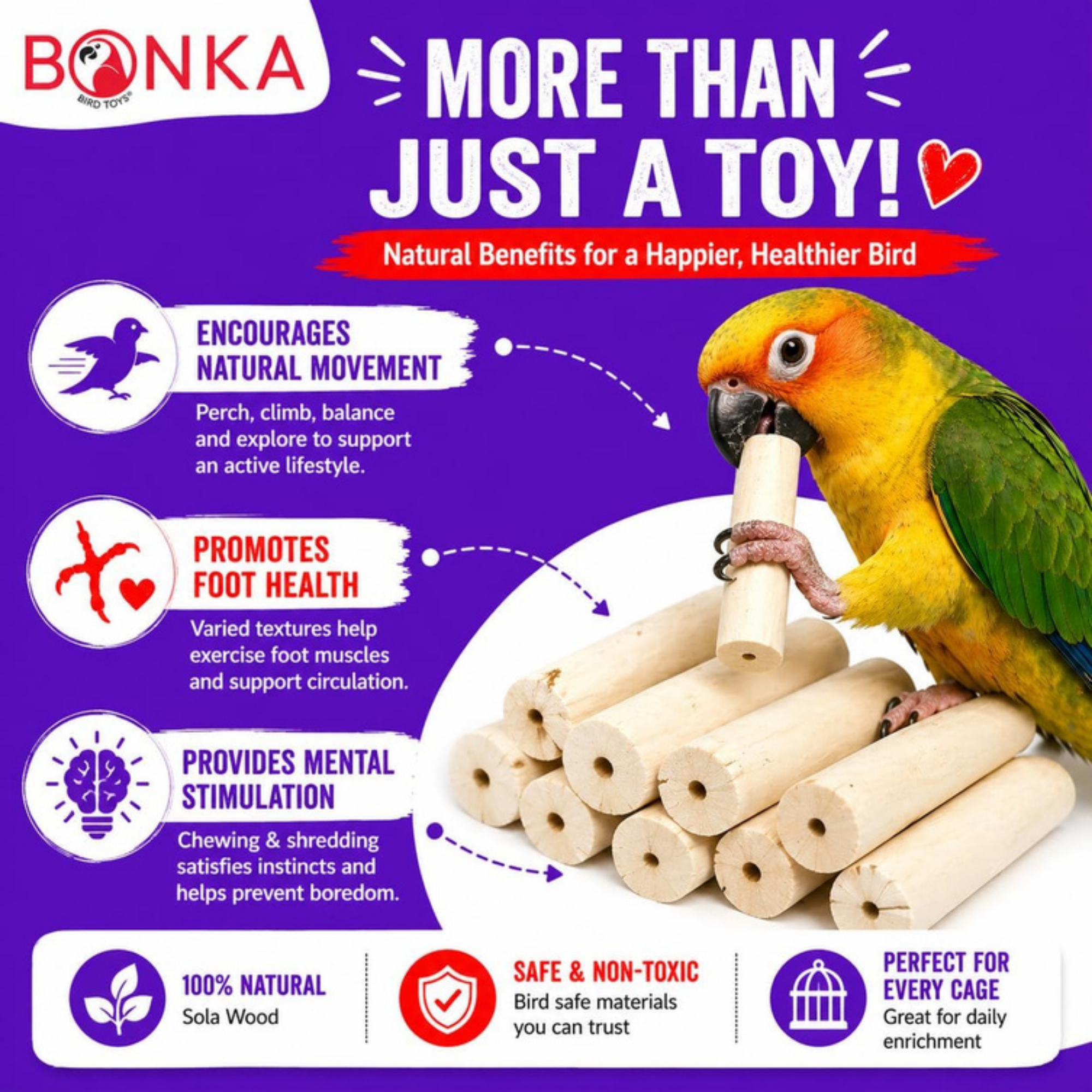 1288 Pk6 Natural Sola Sticks without Bark - Bonka Bird Toys