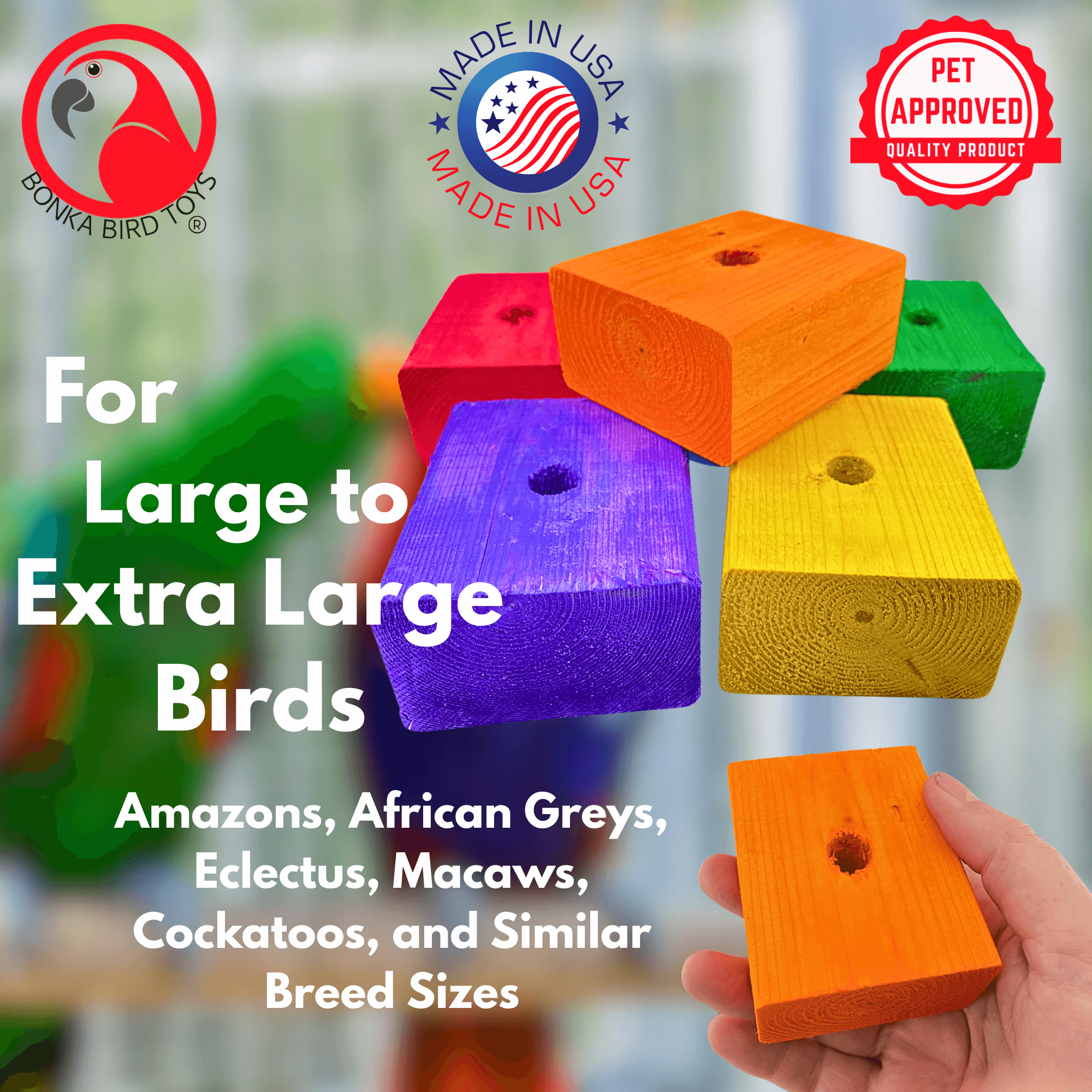 1172 Pk6 Jumbo Color Blocks - Bonka Bird Toys