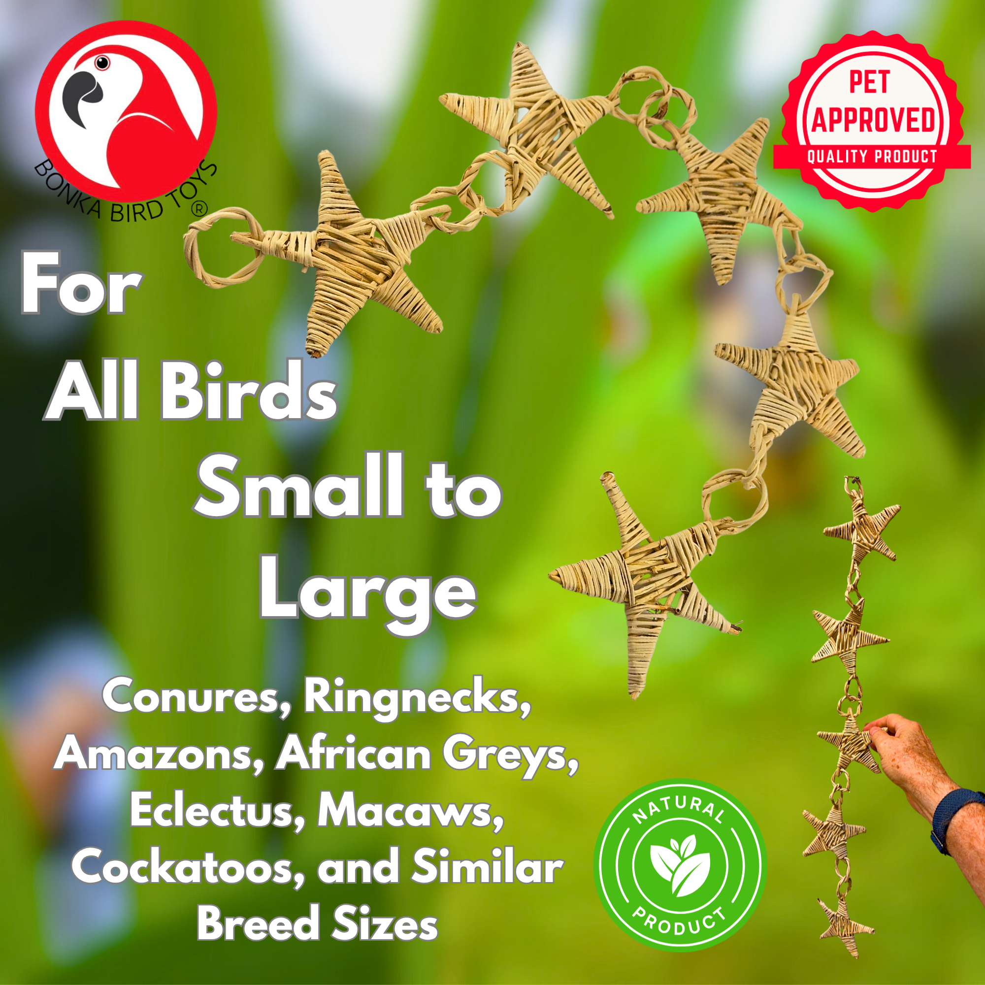 3374 Natural Vine Star Chain - Bonka Bird Toys