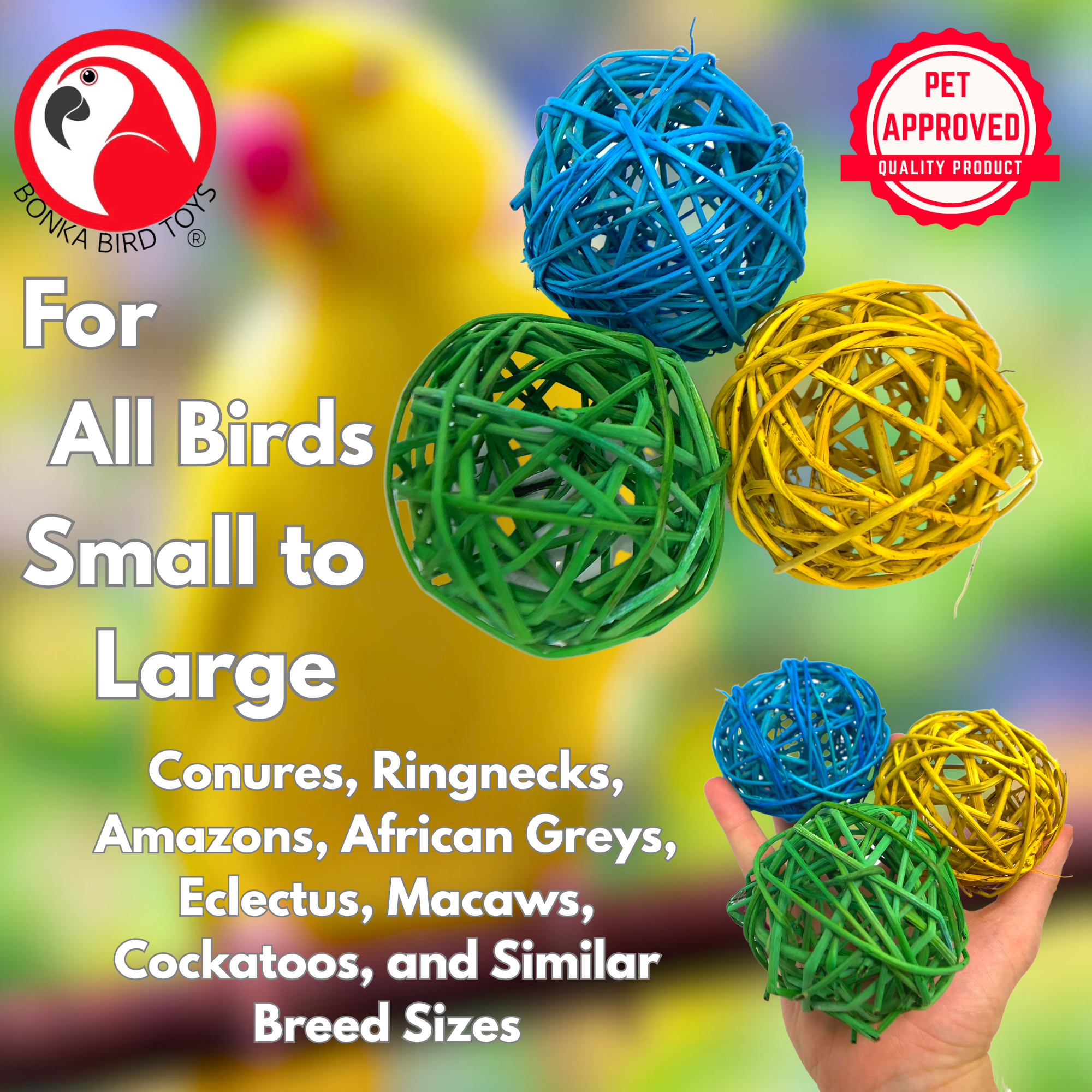2521 Pk3 Huge Colored Vine Balls - Bonka Bird Toys