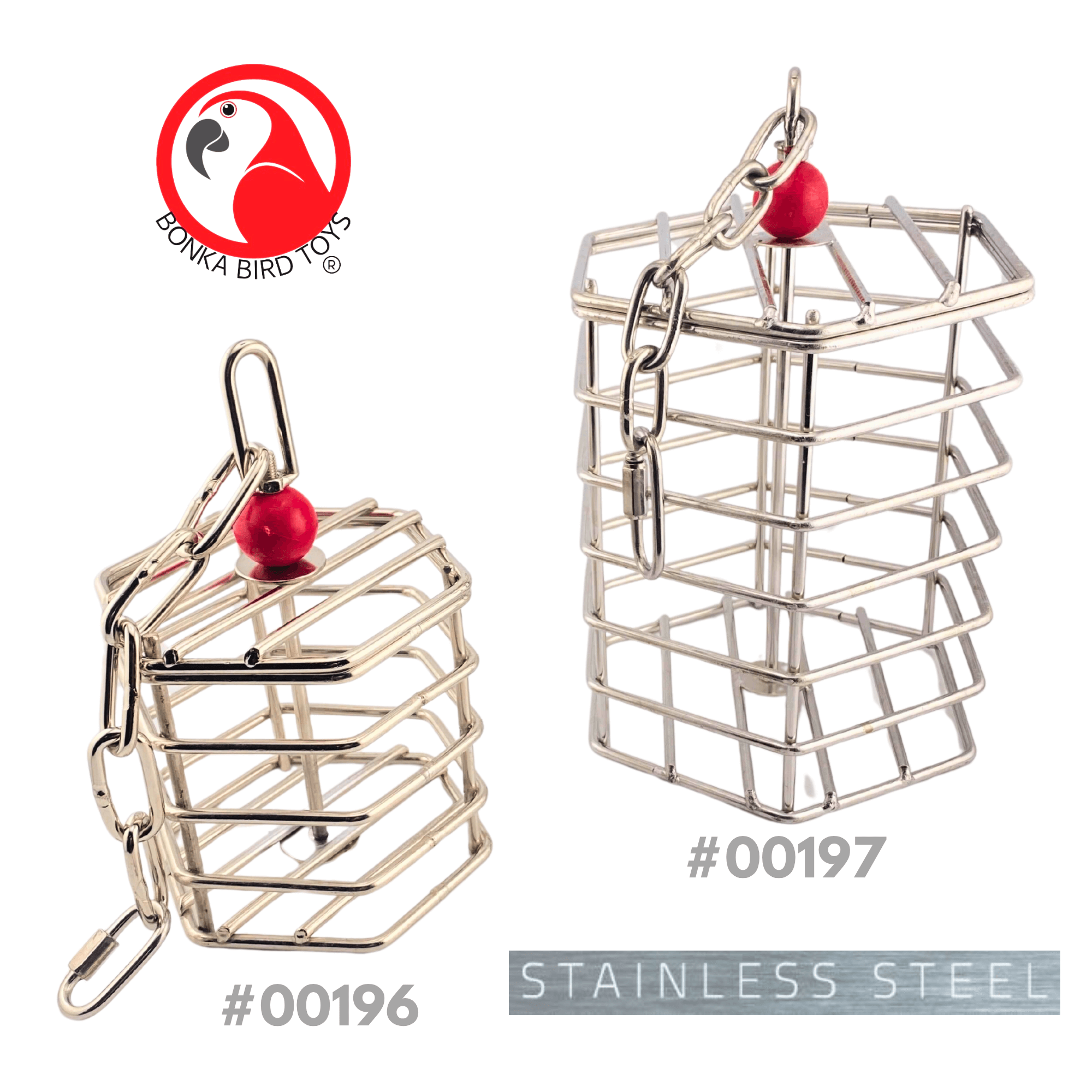 00196 Small Stainless Steel Baffle Cage - Bonka Bird Toys