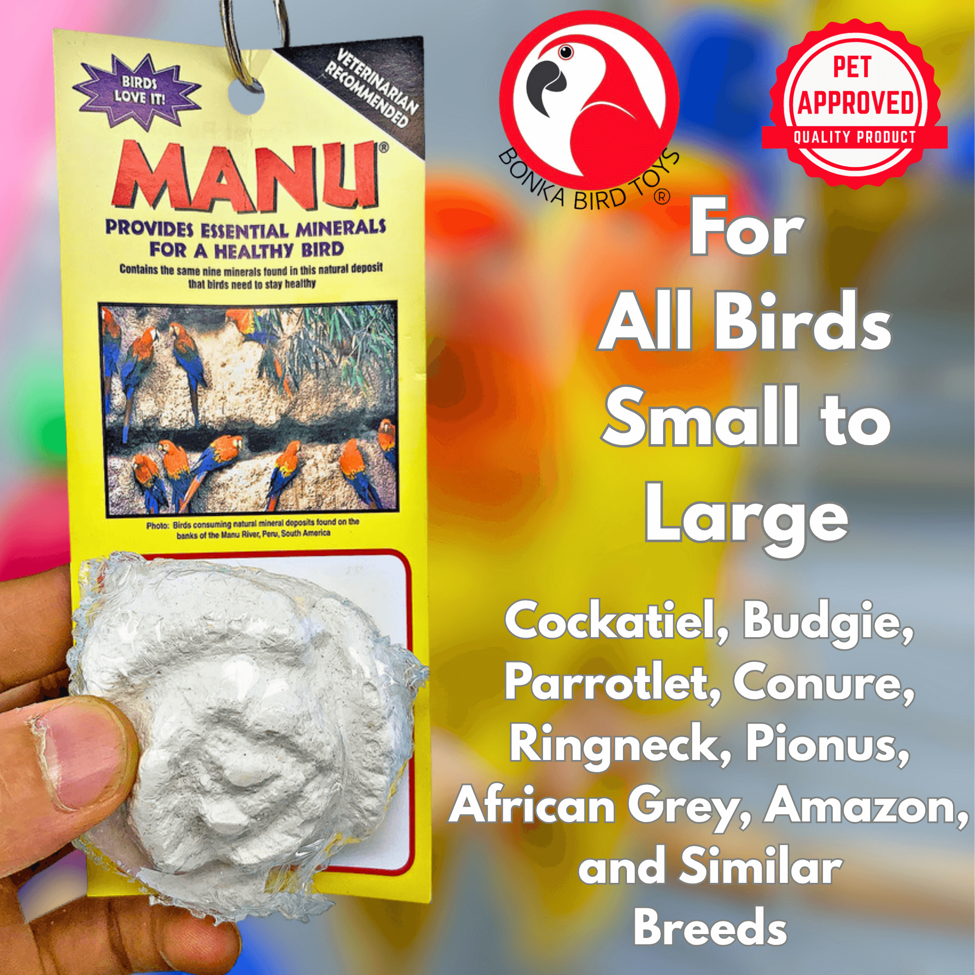3244 Small Manu Rose White - Bonka Bird Toys