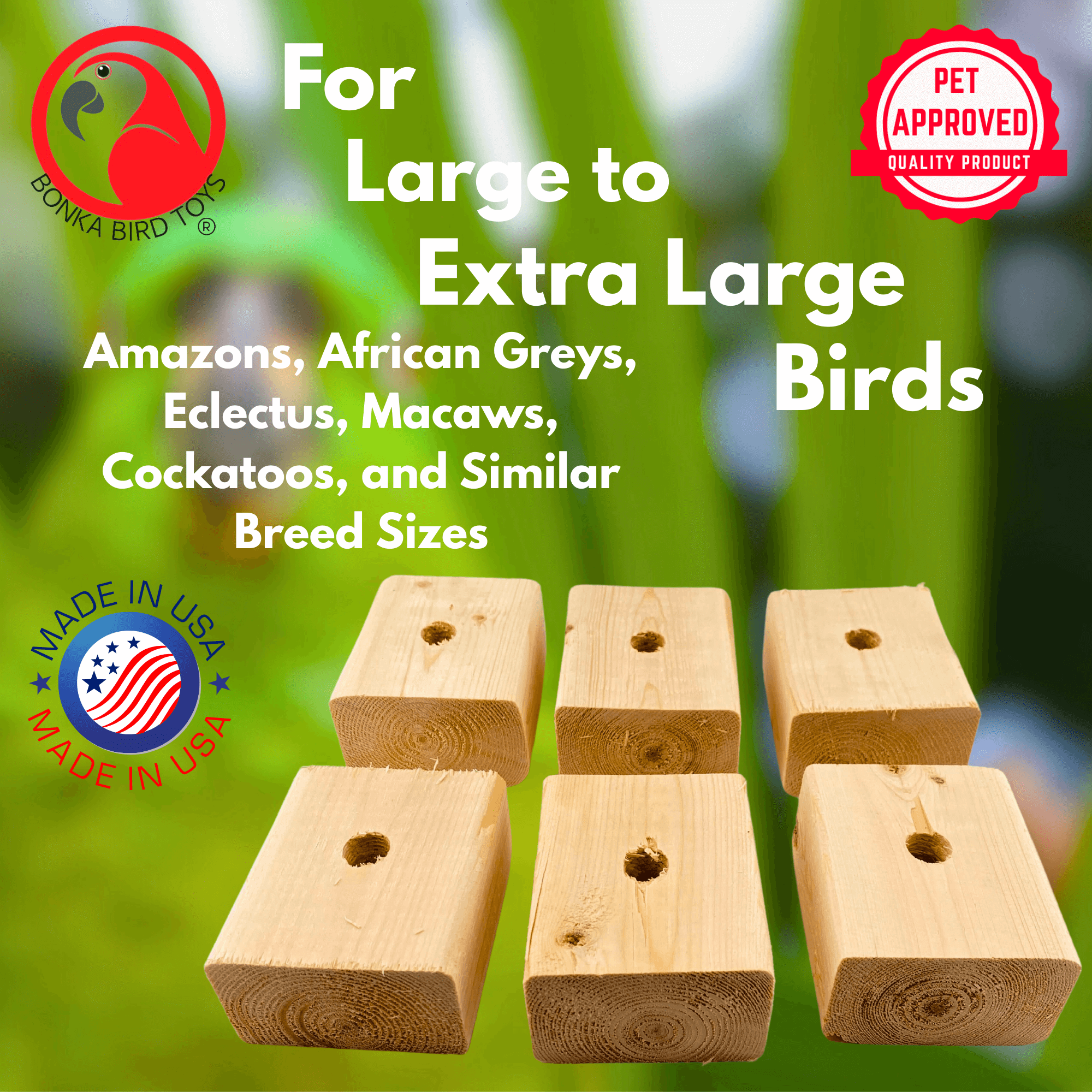 1173 Pk6 Jumbo Natural Block - Bonka Bird Toys