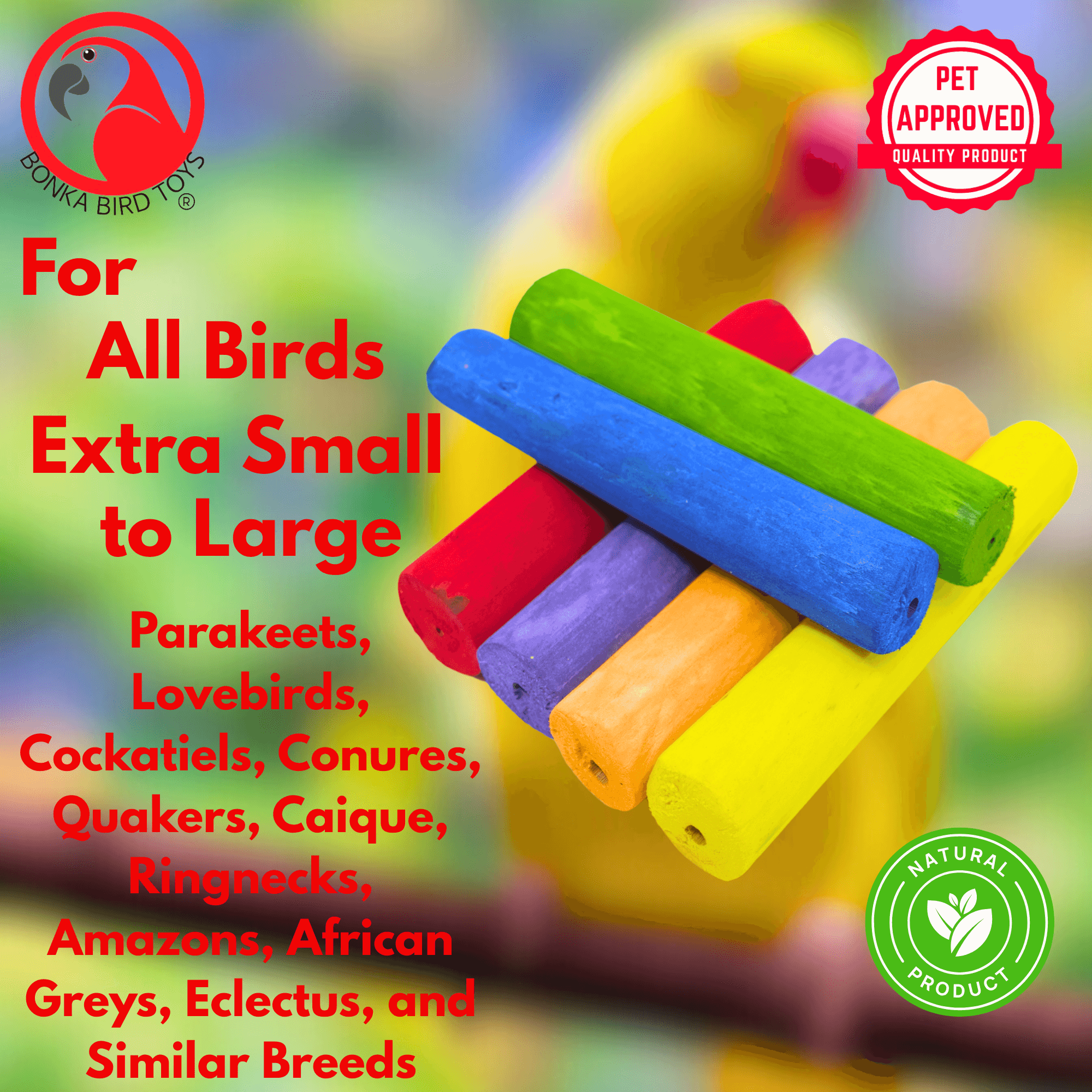 3157 Pk6 5-inch Rainbow Sola Sticks - Bonka Bird Toys