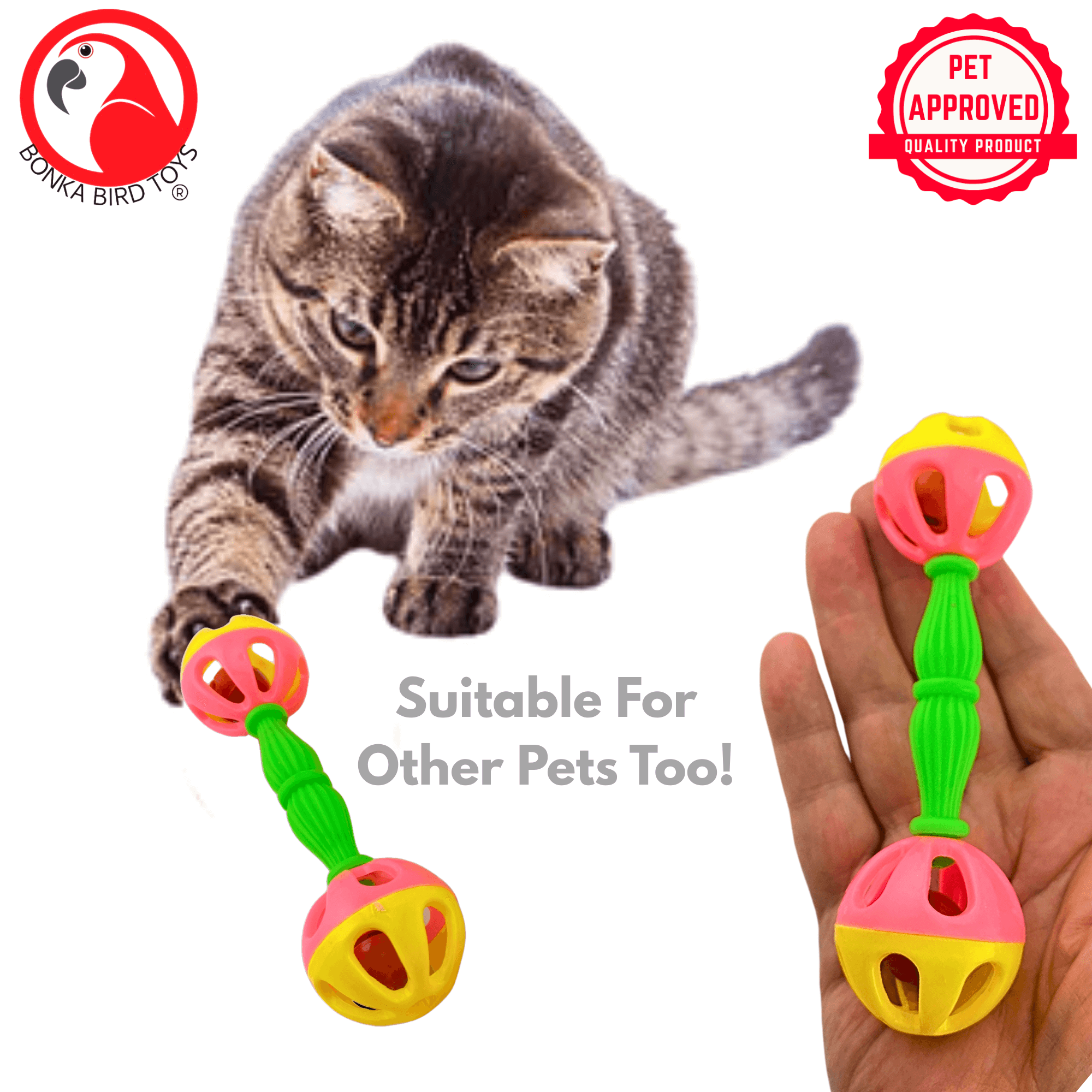 2093 Pk3 Birdie Barbell - Bonka Bird Toys