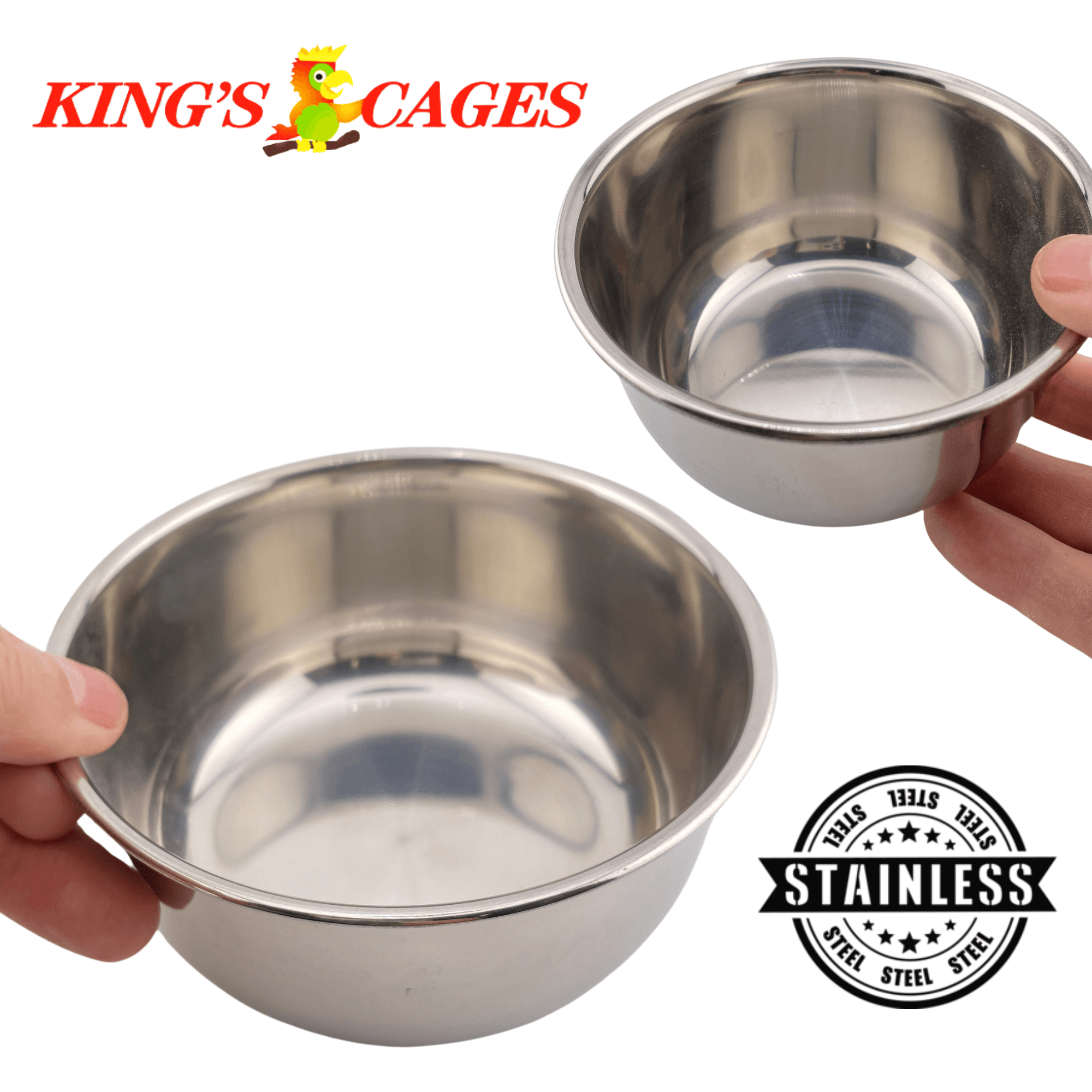 Kings Cages Round Stainless Steel Bowls - Bonka Bird Toys
