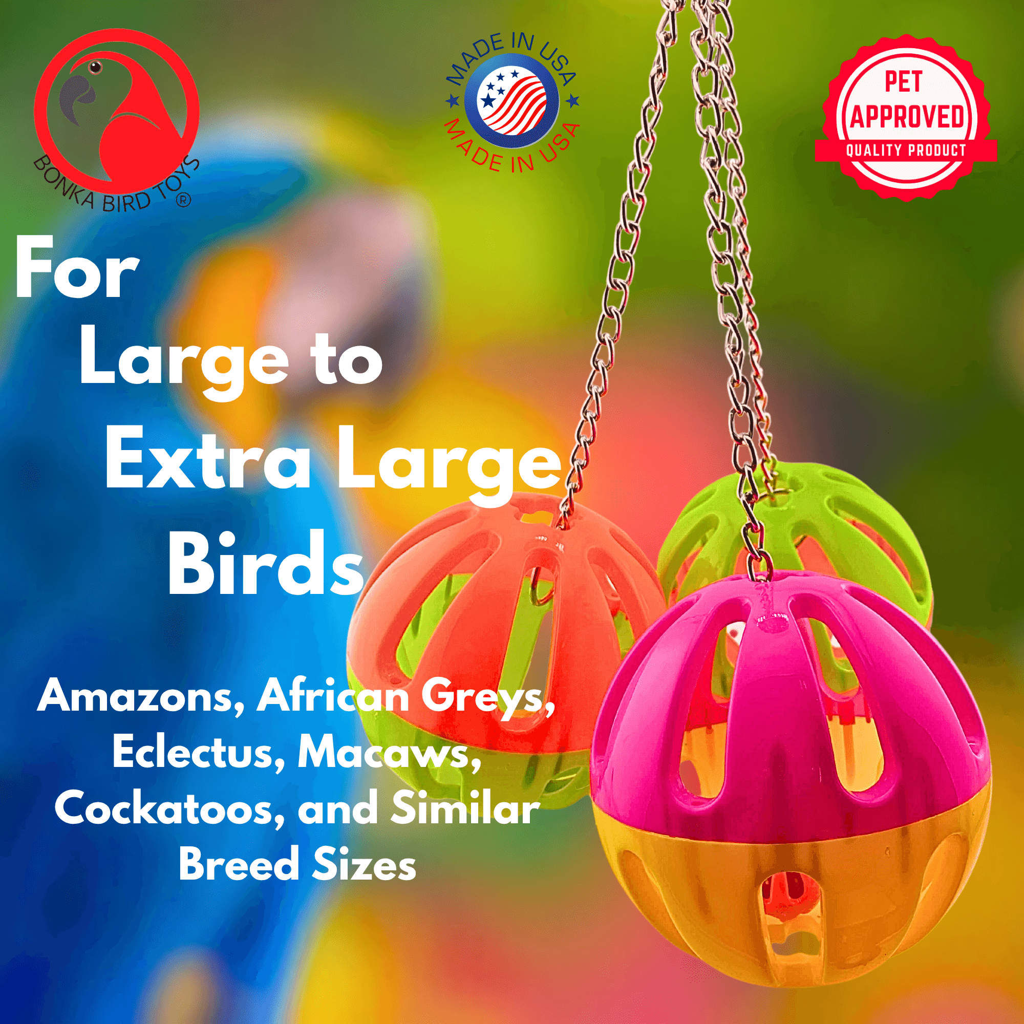 1479 Huge Plastic Three Ball - Bonka Bird Toys