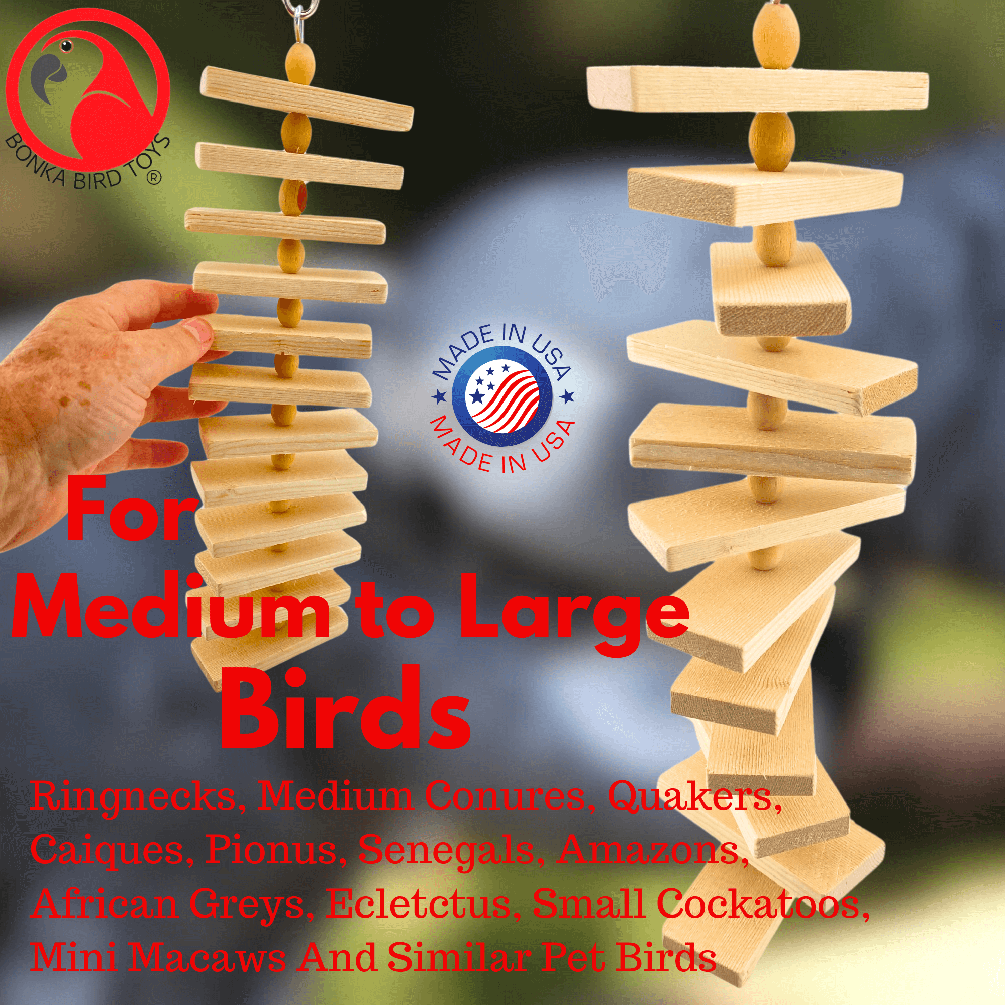 1317 Large Natural Slat Chewer - Bonka Bird Toys