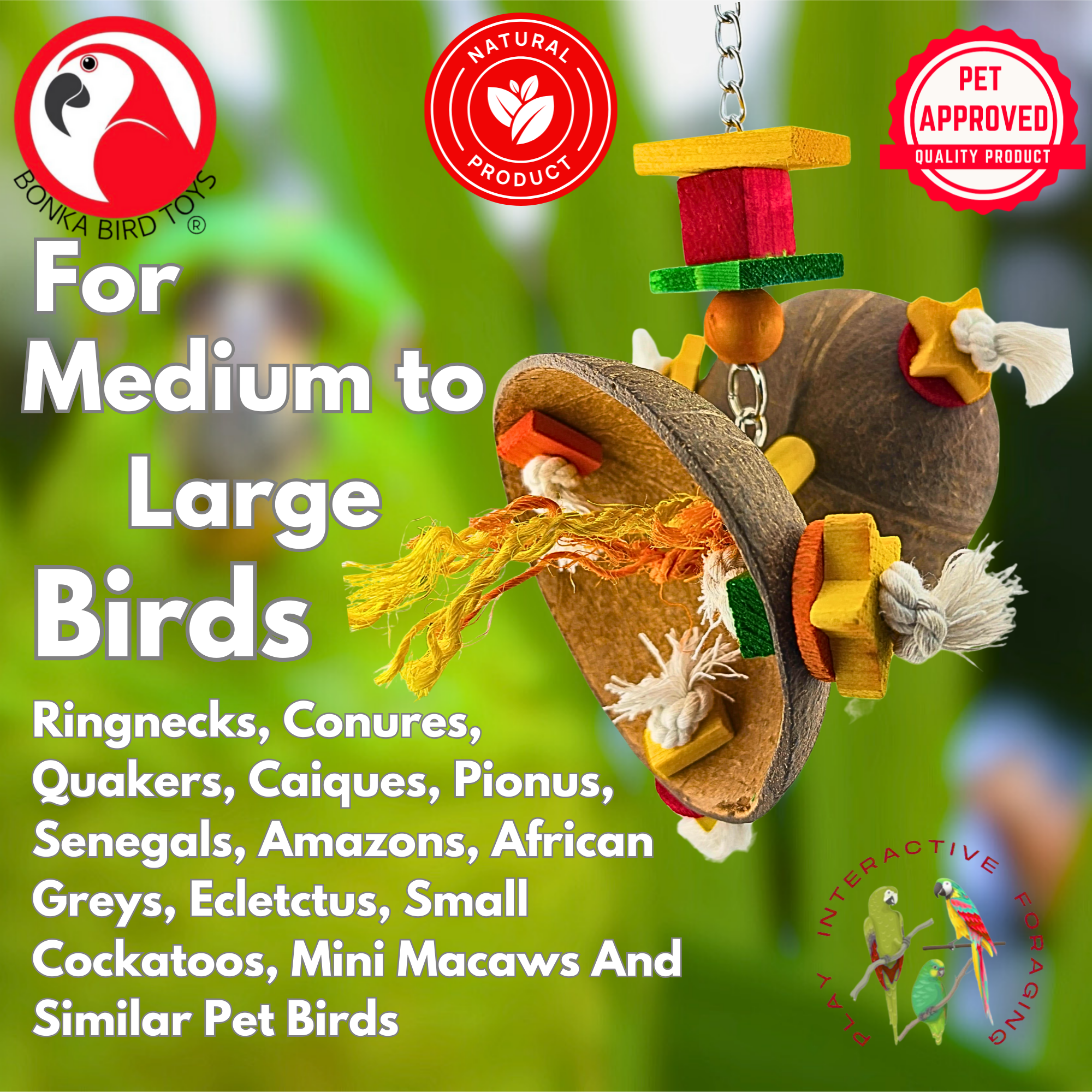 2772 Coconut Double Spinner - Bonka Bird Toys