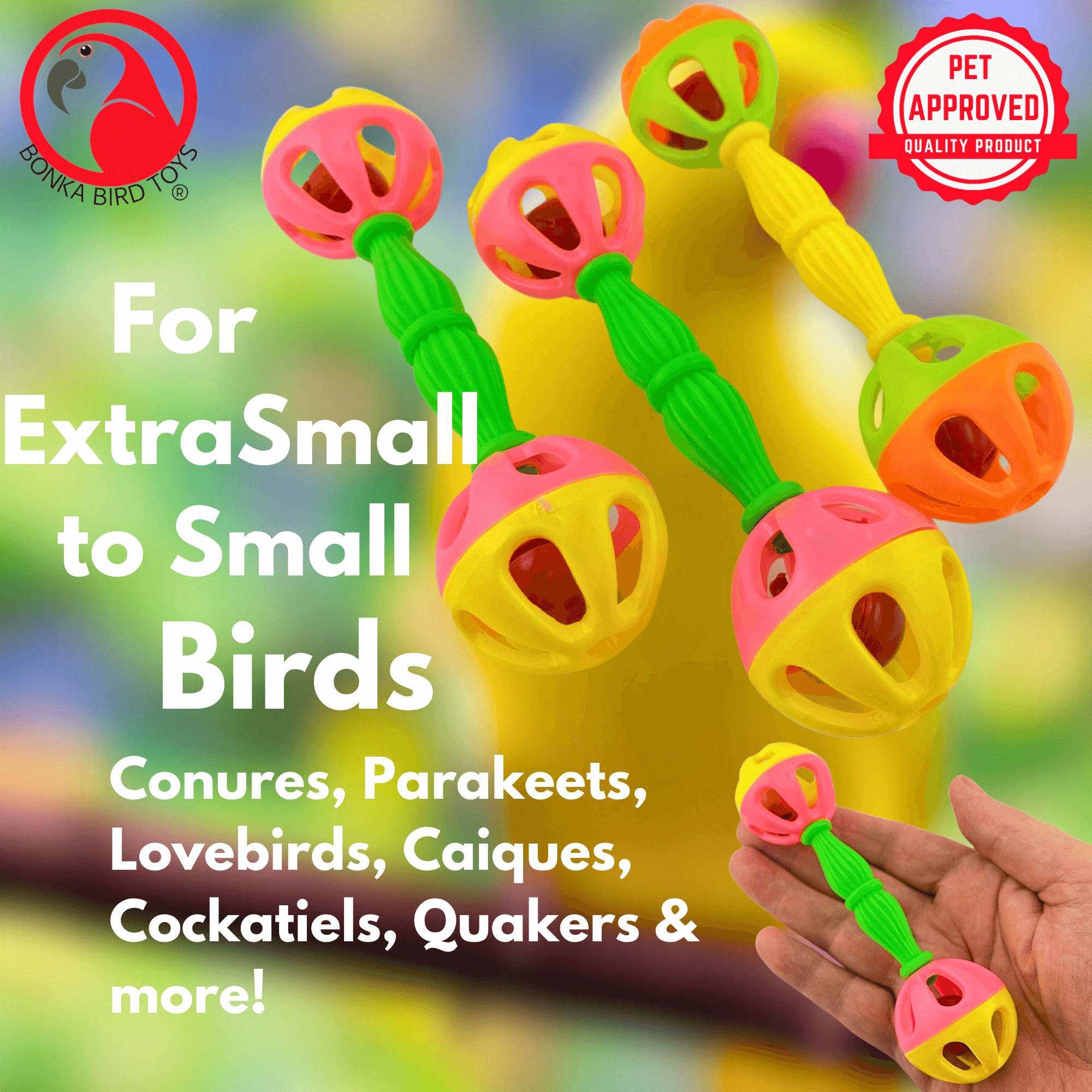 2093 Pk3 Birdie Barbell - Bonka Bird Toys