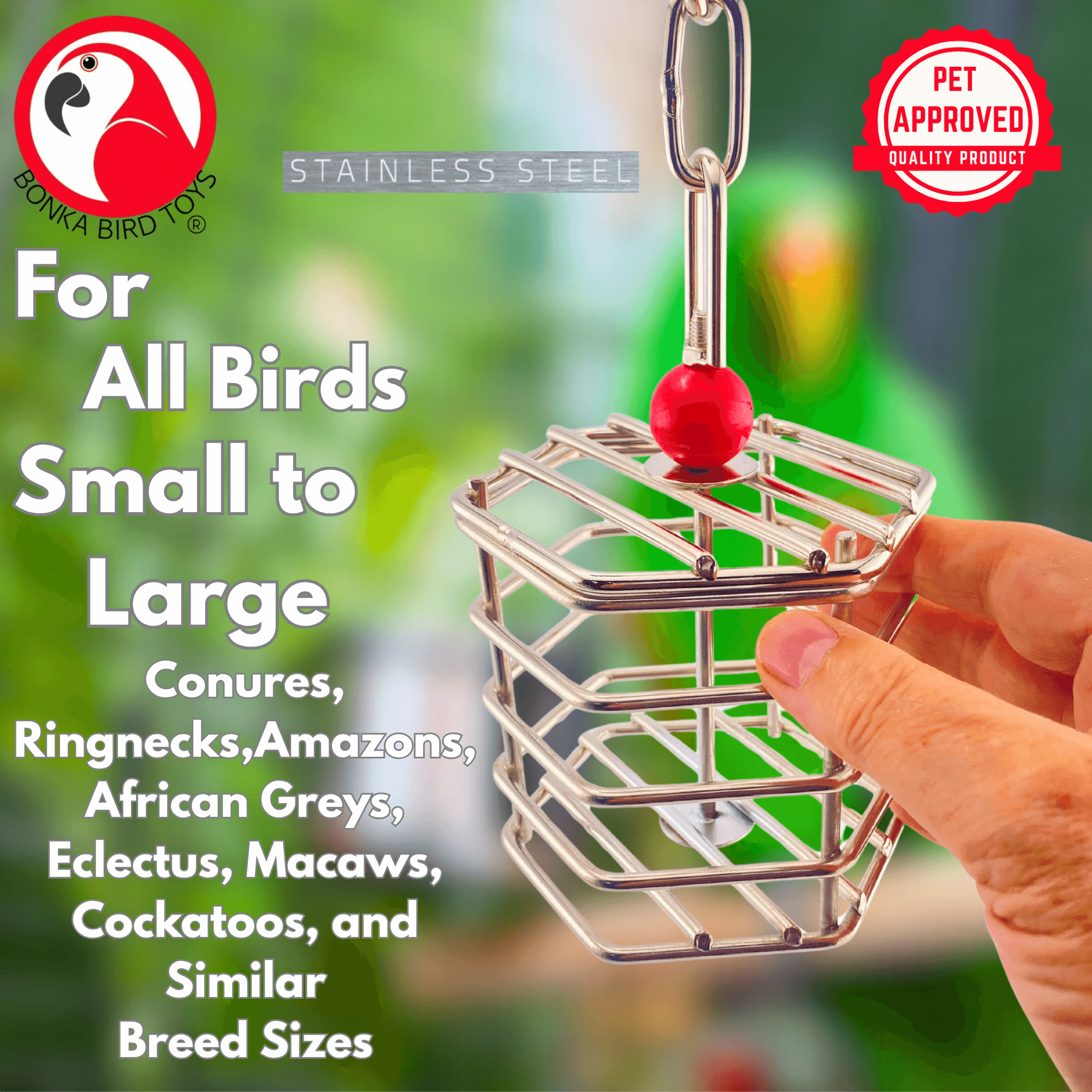 00196 Small Stainless Steel Baffle Cage - Bonka Bird Toys
