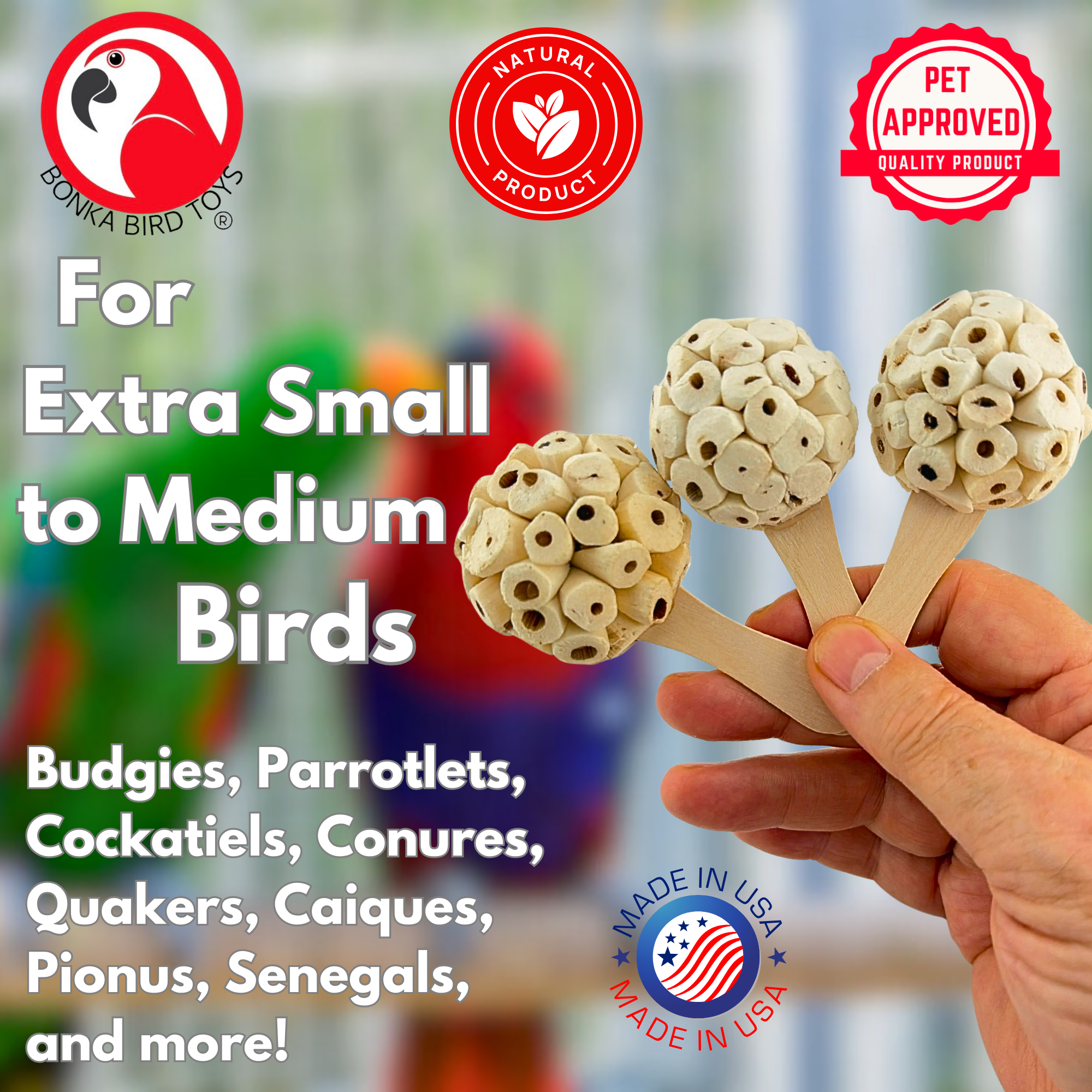 2964 PK3 Natural Sola Pop - Bonka Bird Toys