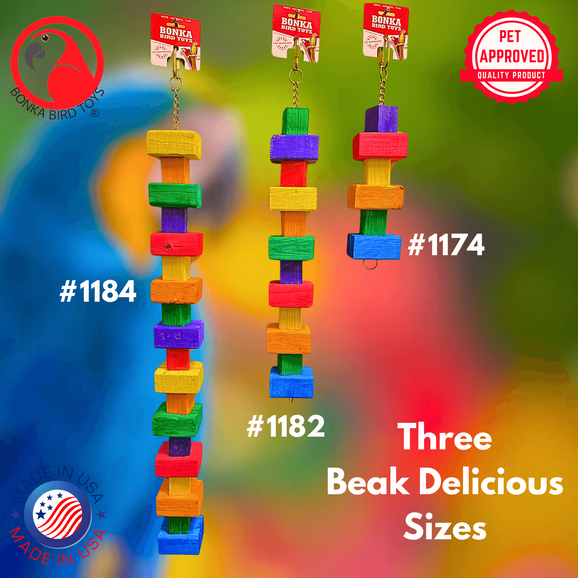 1174 Big Bites Rainbow Wood Tower - Bonka Bird Toys