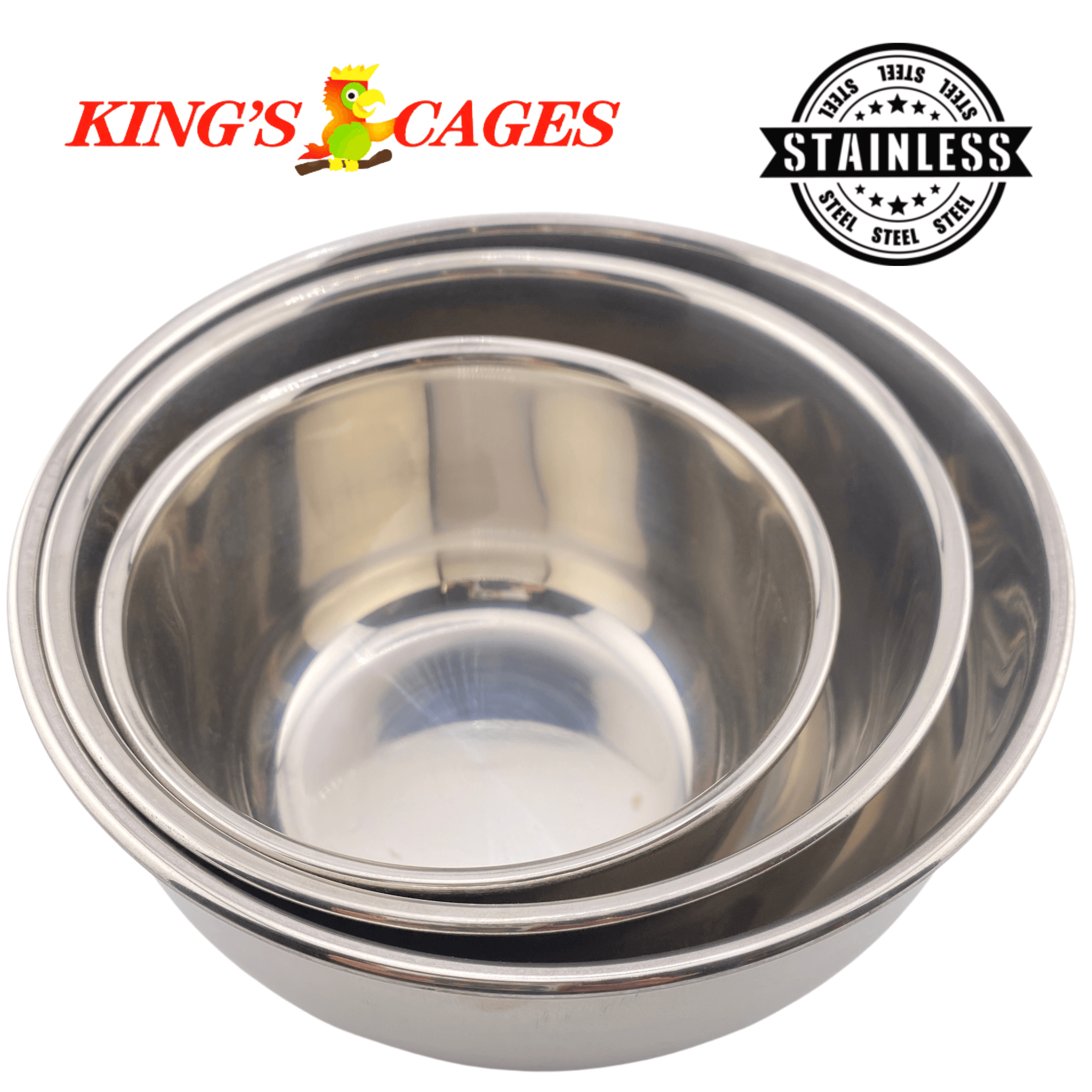 Kings Cages Round Stainless Steel Bowls - Bonka Bird Toys