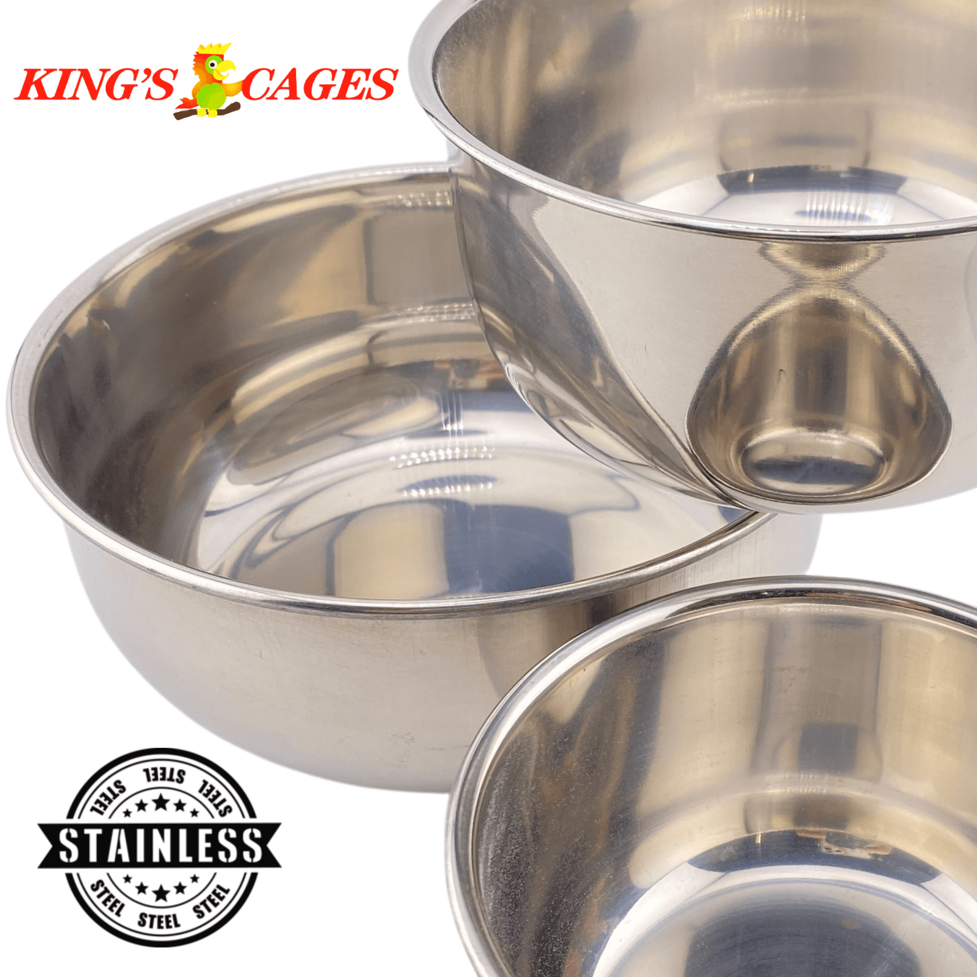 Kings Cages Round Stainless Steel Bowls - Bonka Bird Toys