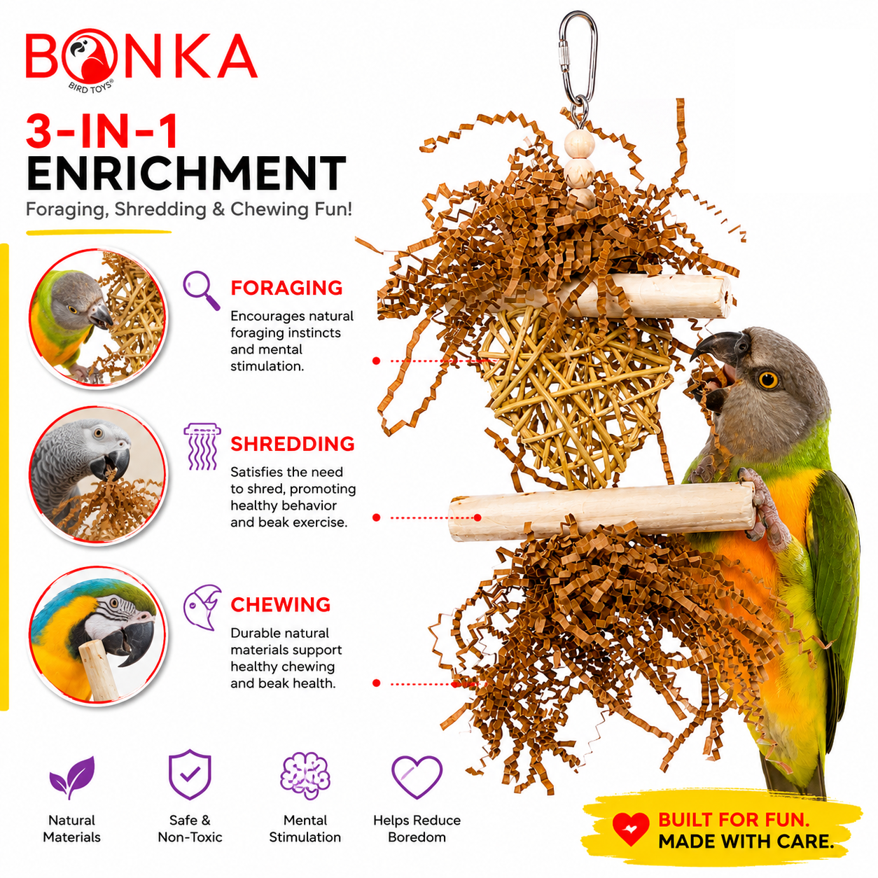3885 Sola Heart Log - Bonka Bird Toys