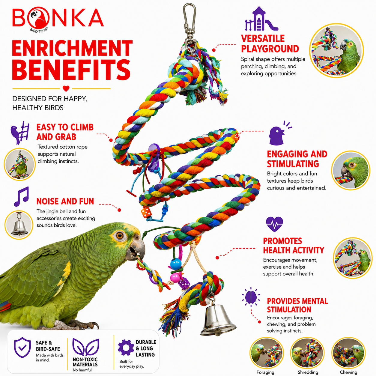 1961 Large Rope Coil Charm Swing - Bonka Bird Toys