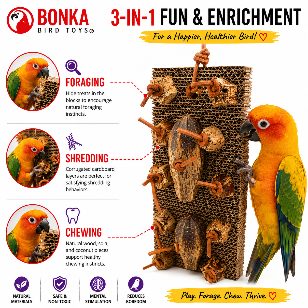 1423 Mahogany Munch Board - Bonka Bird Toys
