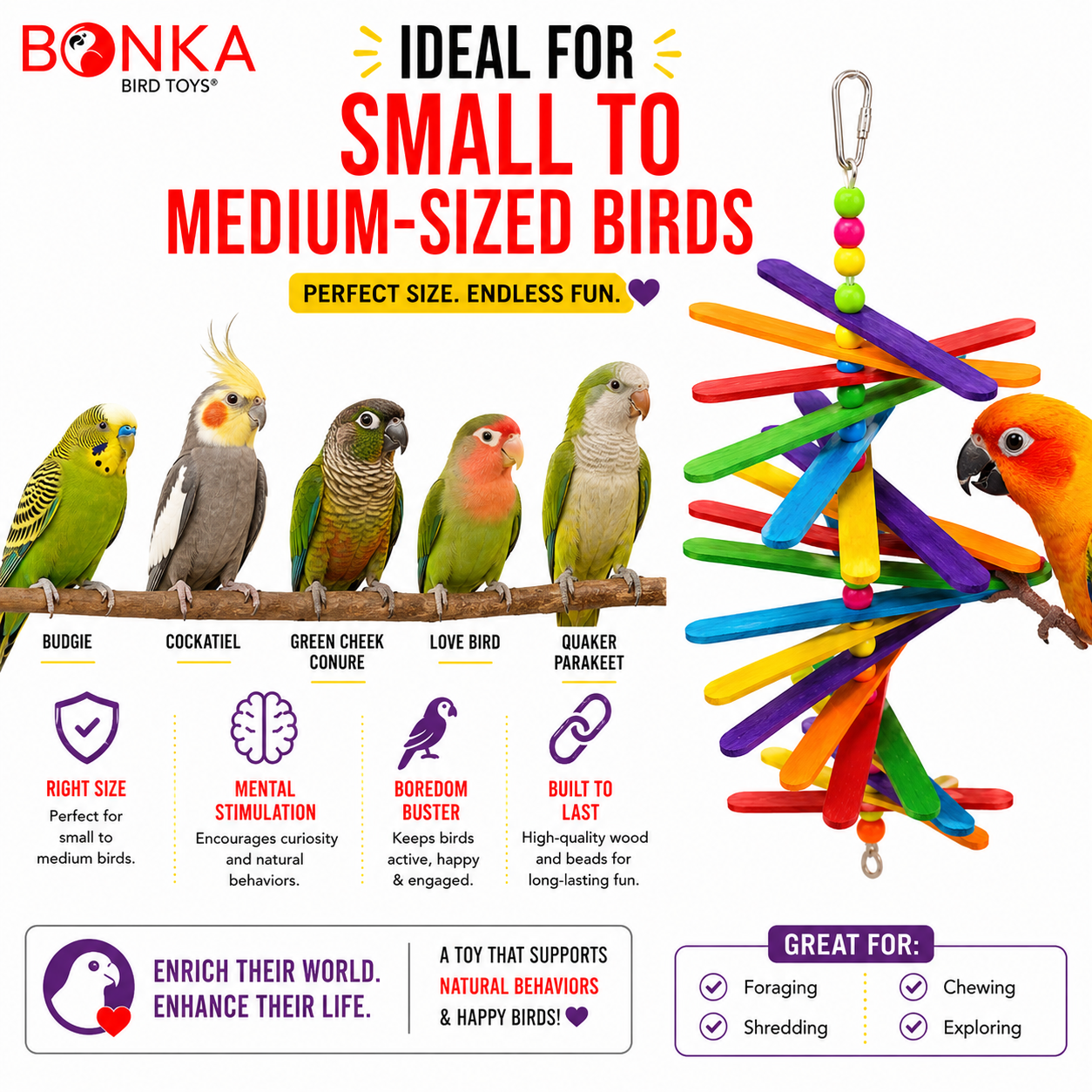 858 Long Mini Stick - Bonka Bird Toys