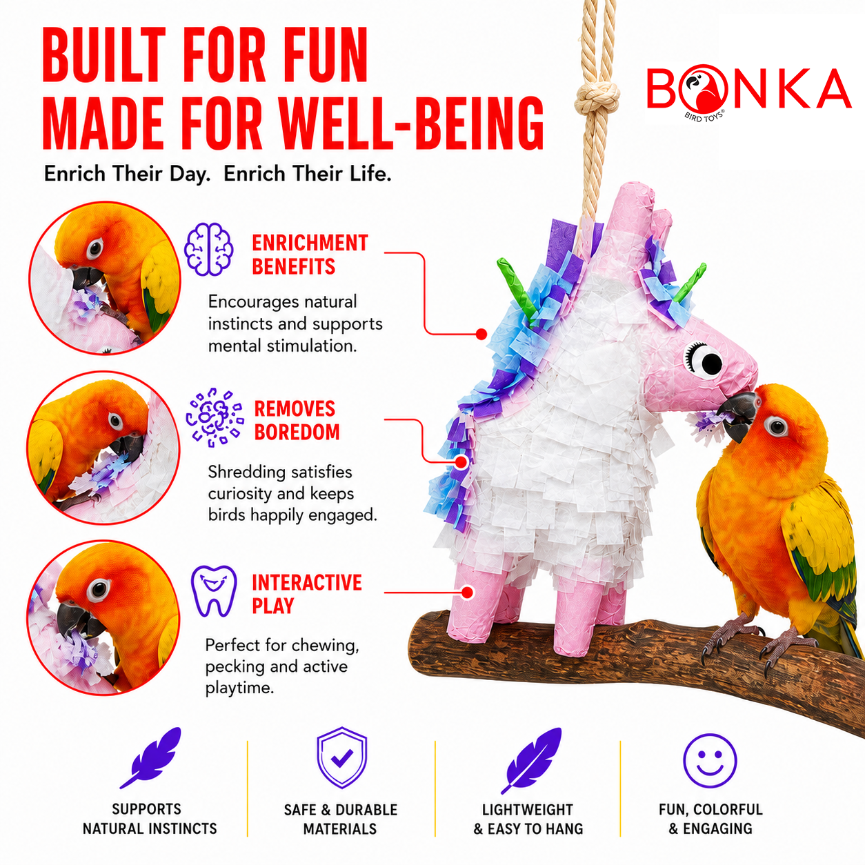 2622 Foraging Unicorn Donkey Pinata - Bonka Bird Toys