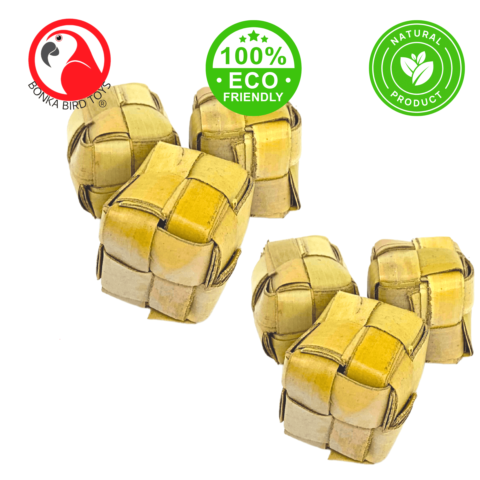 1256 Pk3 Mini Palm Leaf Boxes - Bonka Bird Toys