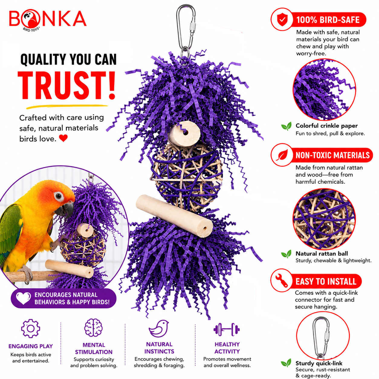 3885 Sola Heart Log - Bonka Bird Toys