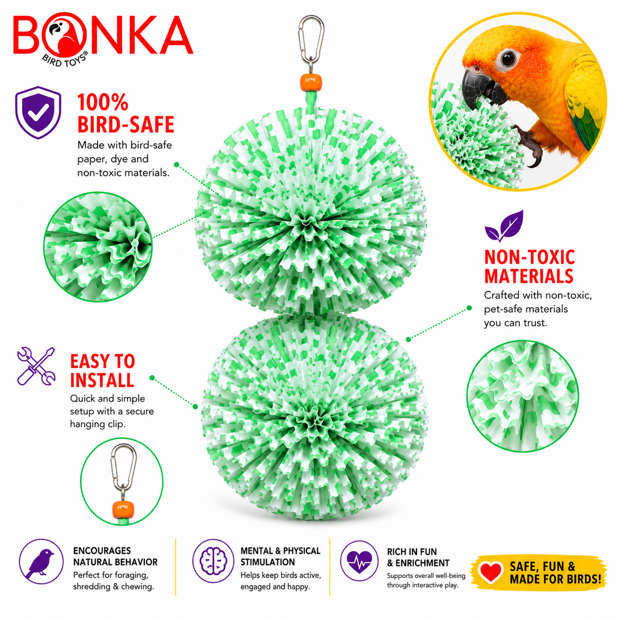 3291 Large Duo Paper Puff - Bonka Bird Toys