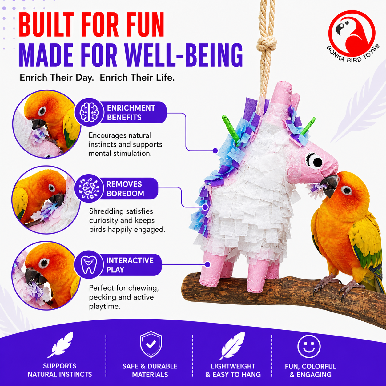 2622 Foraging Unicorn Donkey Pinata - Bonka Bird Toys