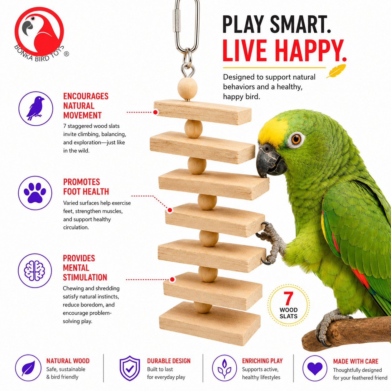 2787 Natural Slat Chewer - Bonka Bird Toys