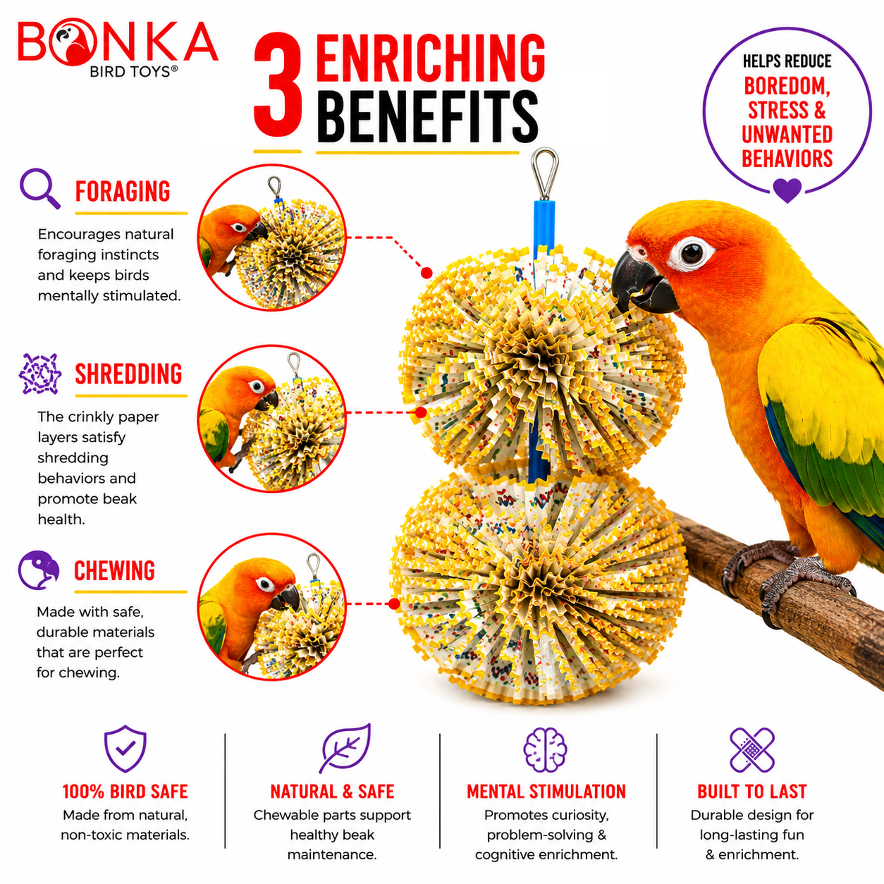 3291 Large Duo Paper Puff - Bonka Bird Toys