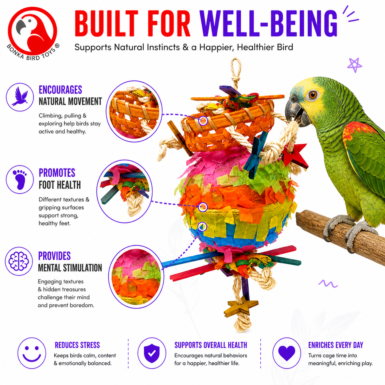 2247 Round Foraging Star Piñata - Bonka Bird Toys