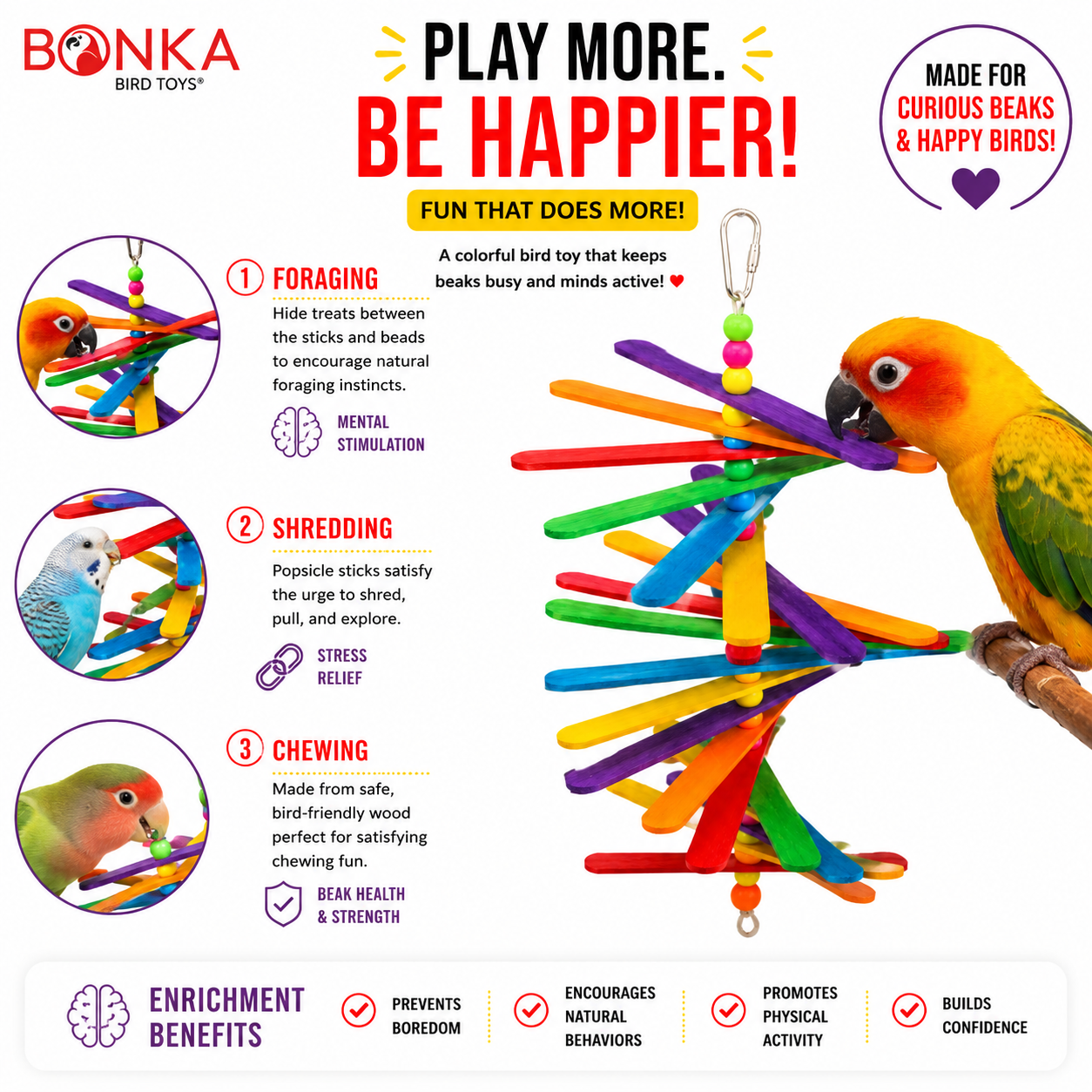 858 Long Mini Stick - Bonka Bird Toys