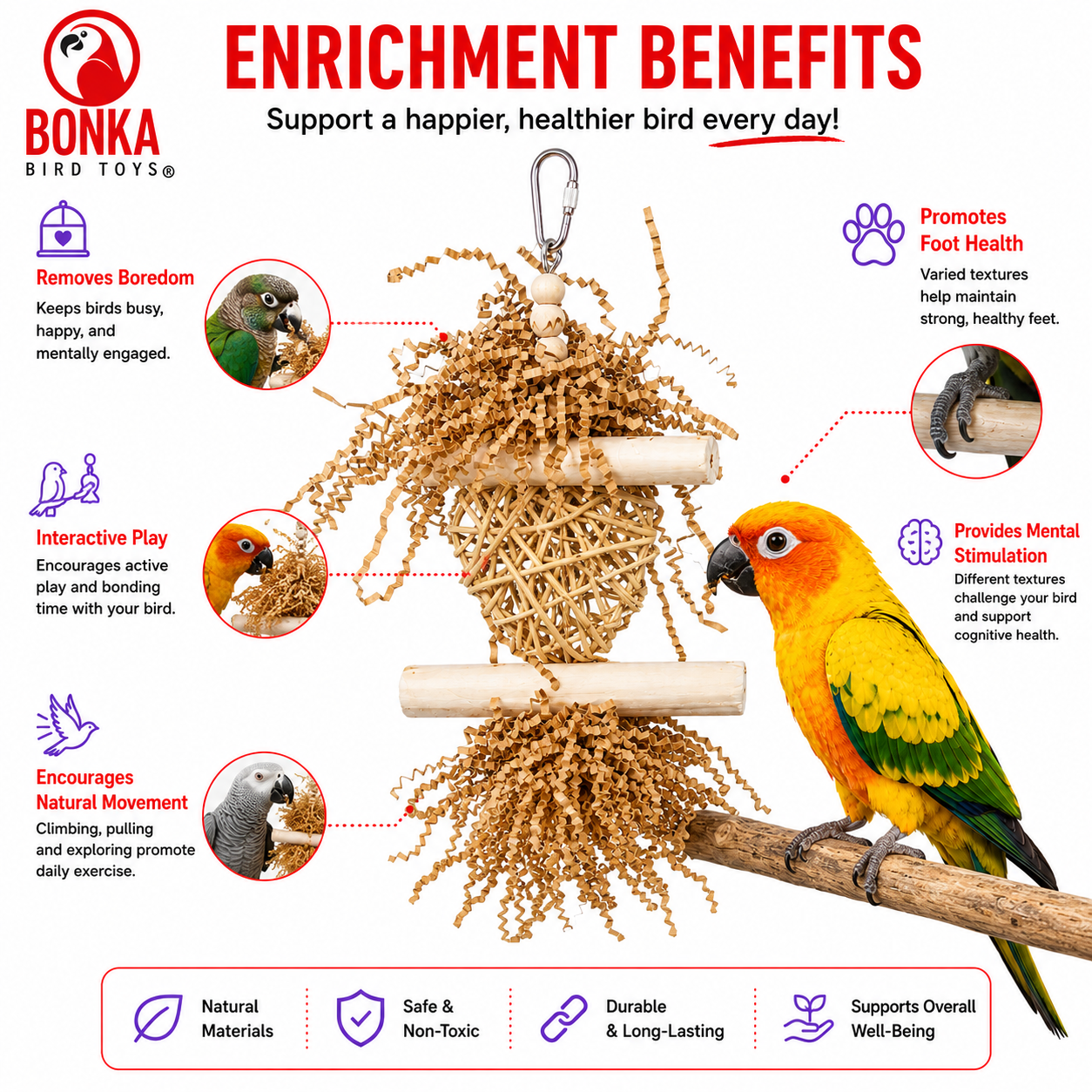 3885 Sola Heart Log - Bonka Bird Toys