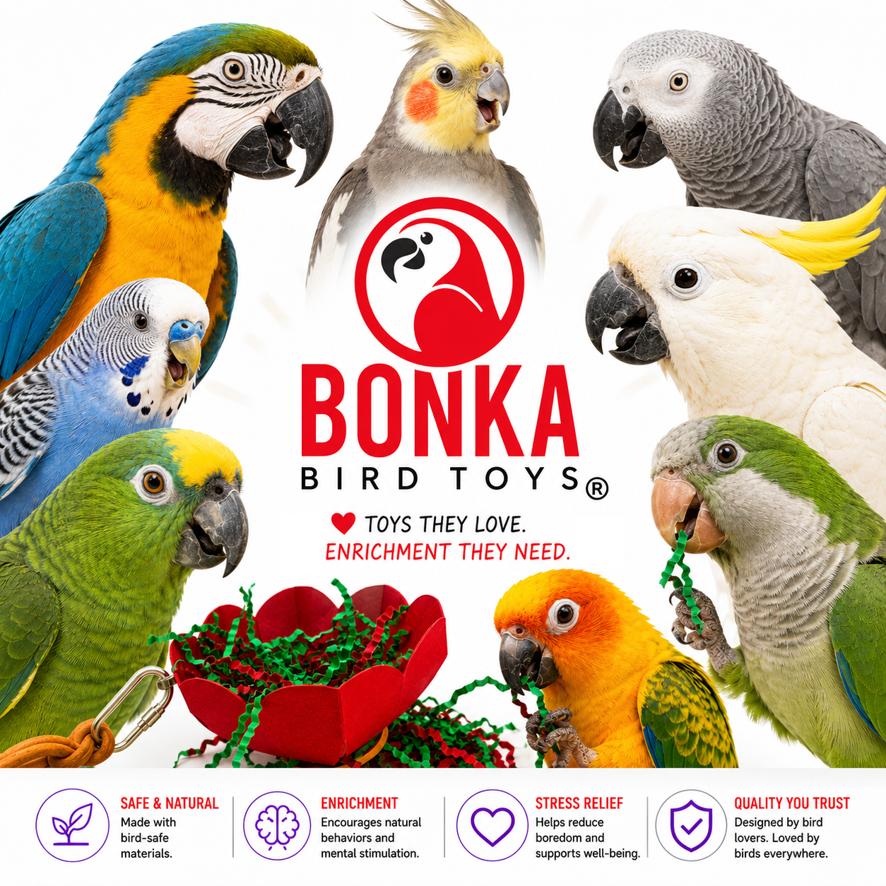 2760 Red Crinkle Gift Box - Bonka Bird Toys