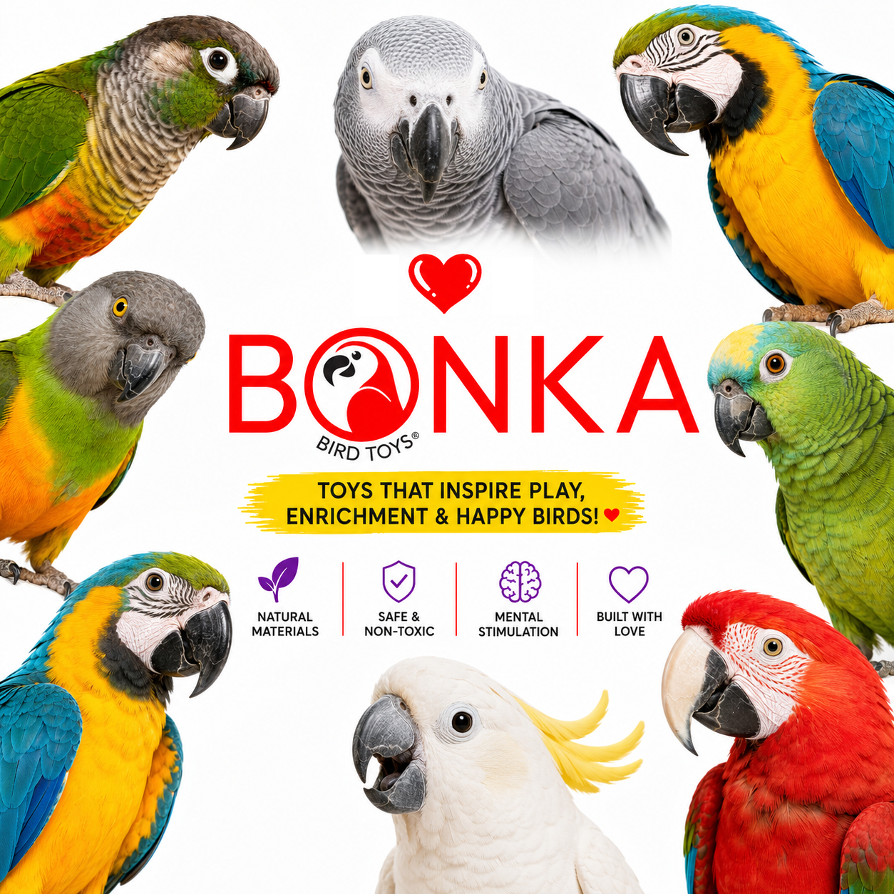 3885 Sola Heart Log - Bonka Bird Toys