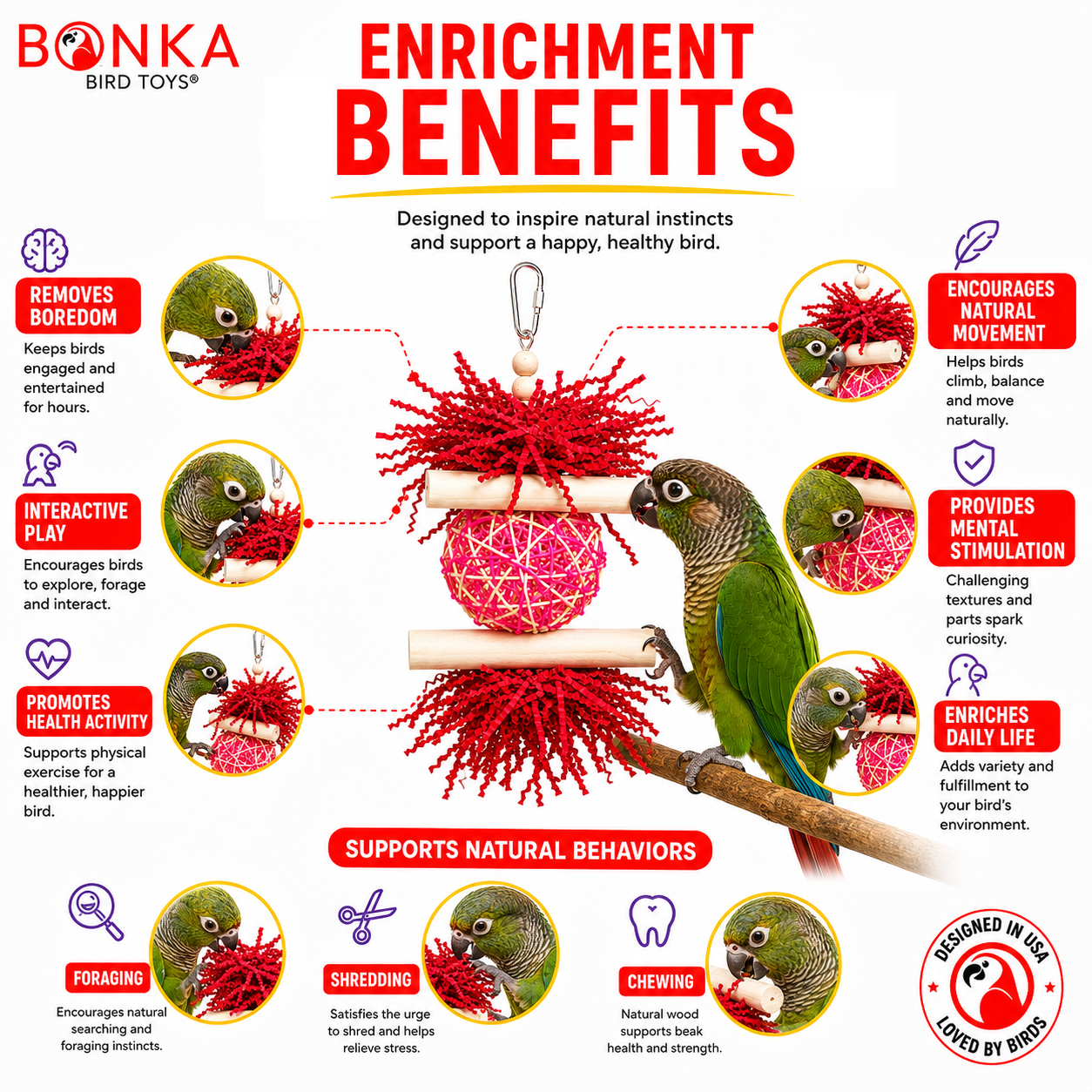 3885 Sola Heart Log - Bonka Bird Toys