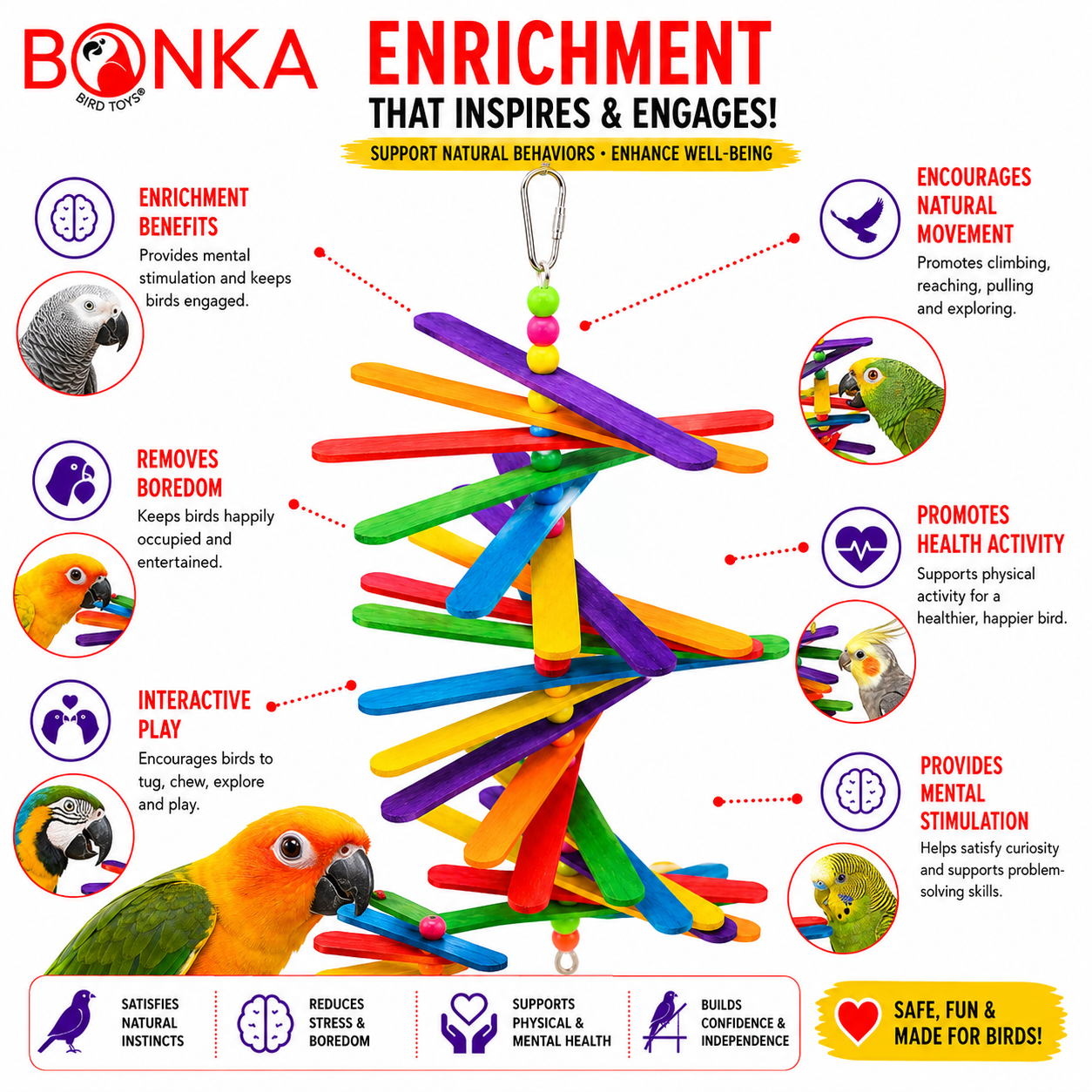 858 Long Mini Stick - Bonka Bird Toys